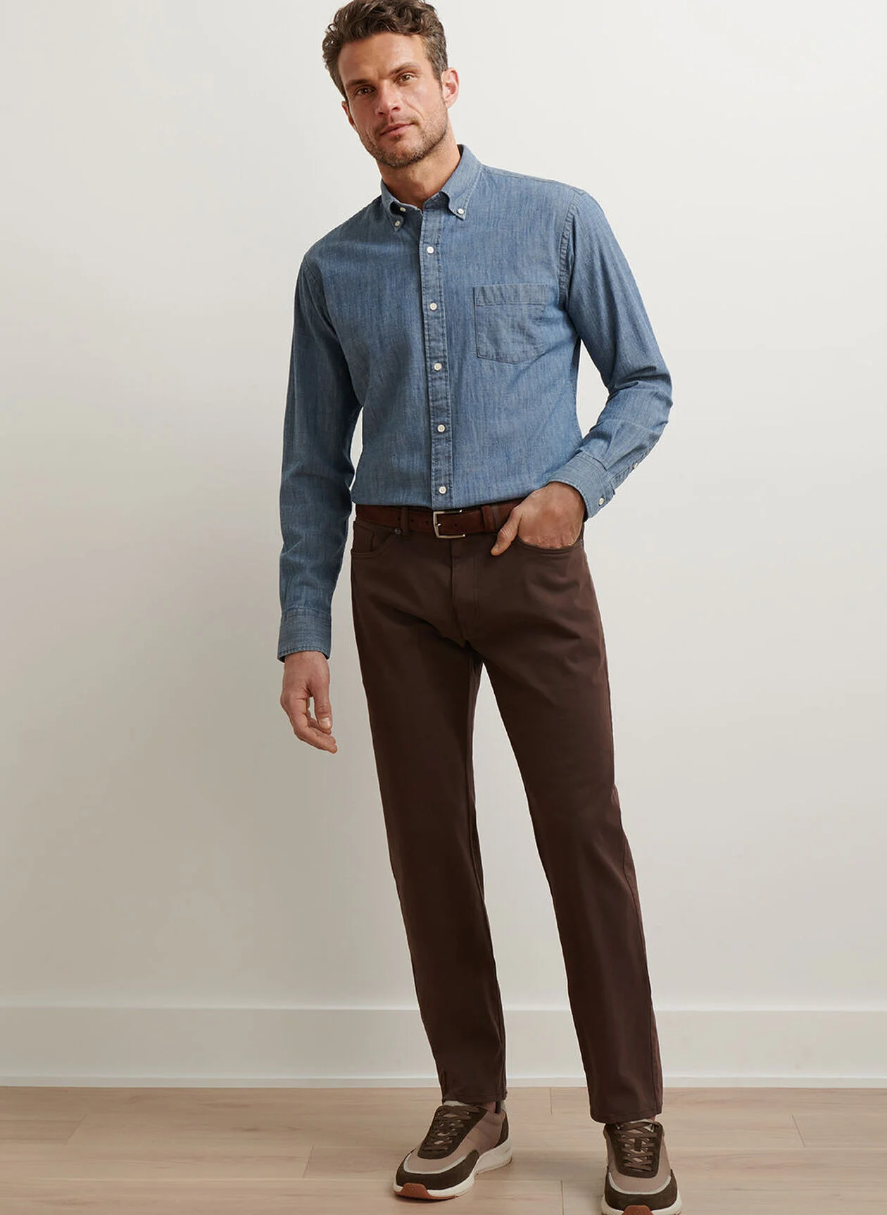 SIGNATURE SATEEN FIVE POCKET PANT - FRENCH PRESS