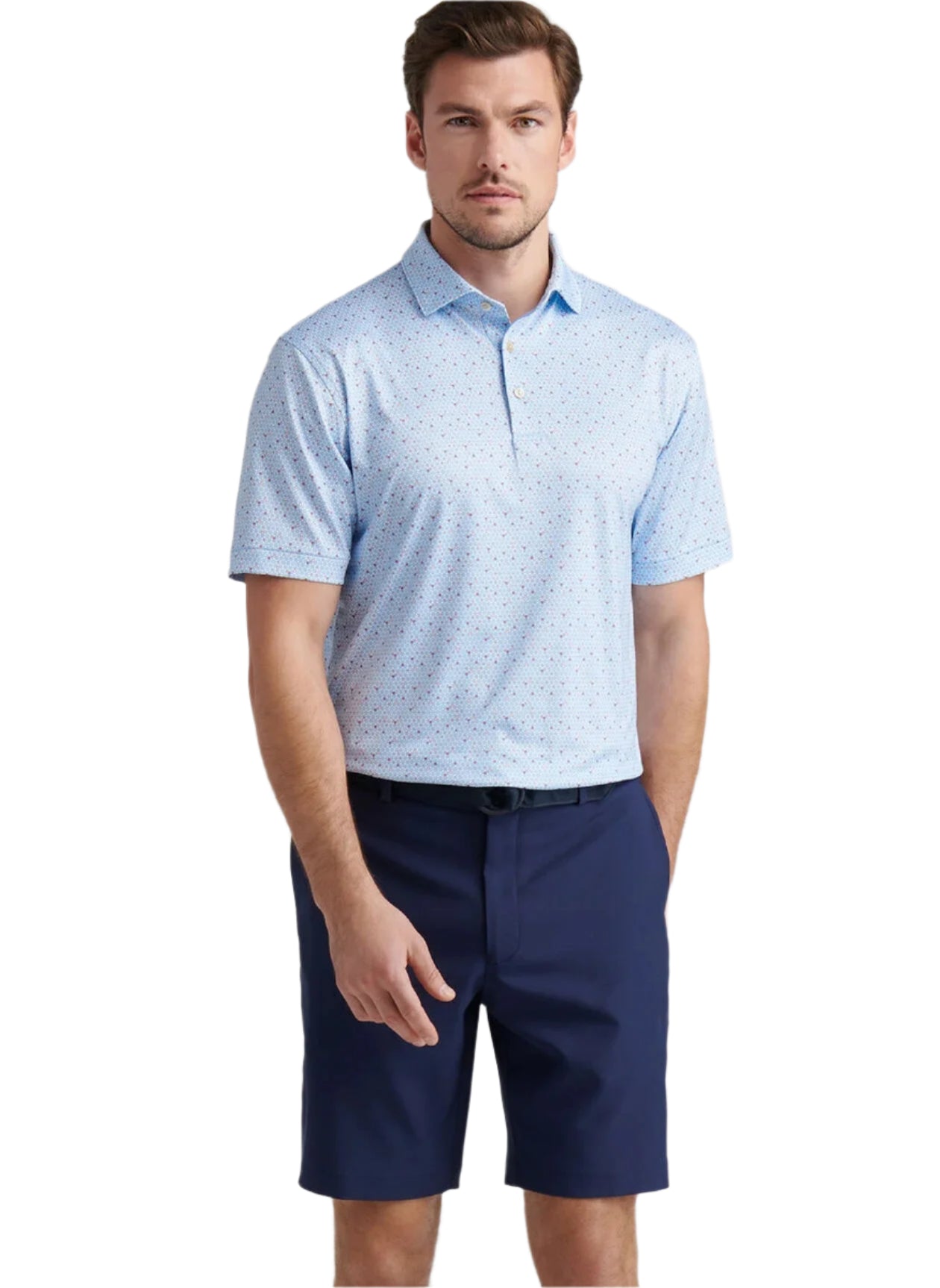 COSTANZO GEO PERFORMANCE JERSEY POLO - SEAPORT BLUE