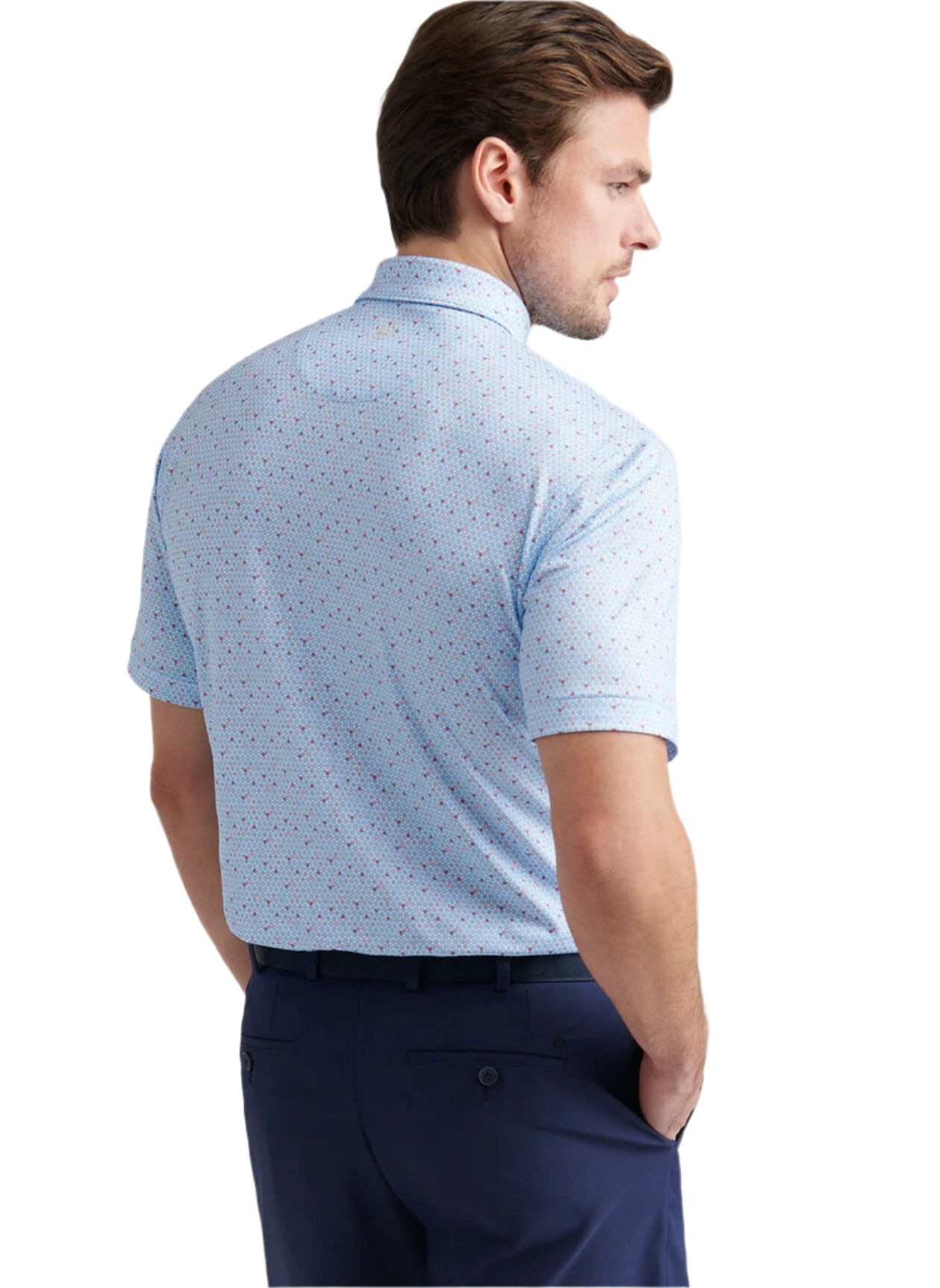COSTANZO GEO PERFORMANCE JERSEY POLO - SEAPORT BLUE