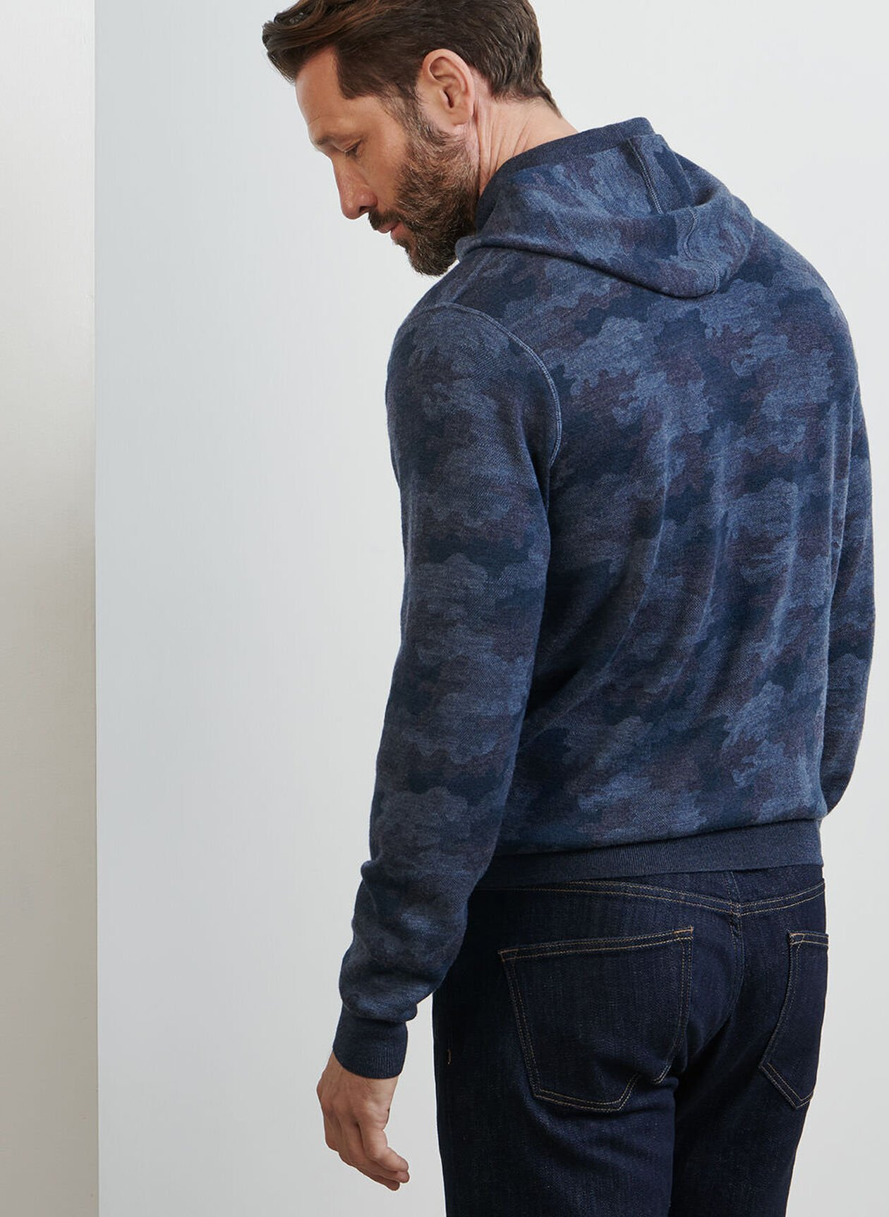 REVERSIBLE CAMO POPOVER HOODIE - BLUE HAZE