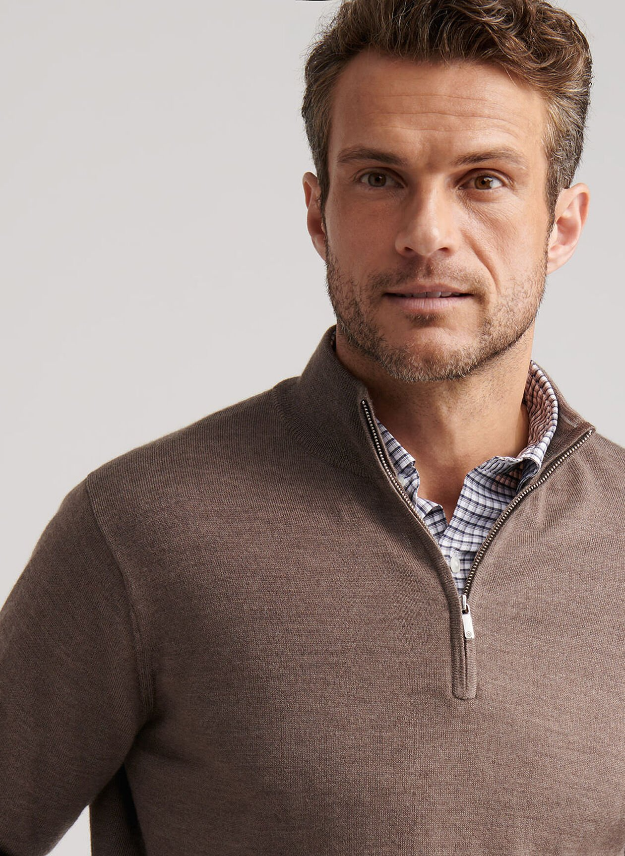 AUTUMN CREST 1/4 ZIP SWEATER - POPLAR BROWN
