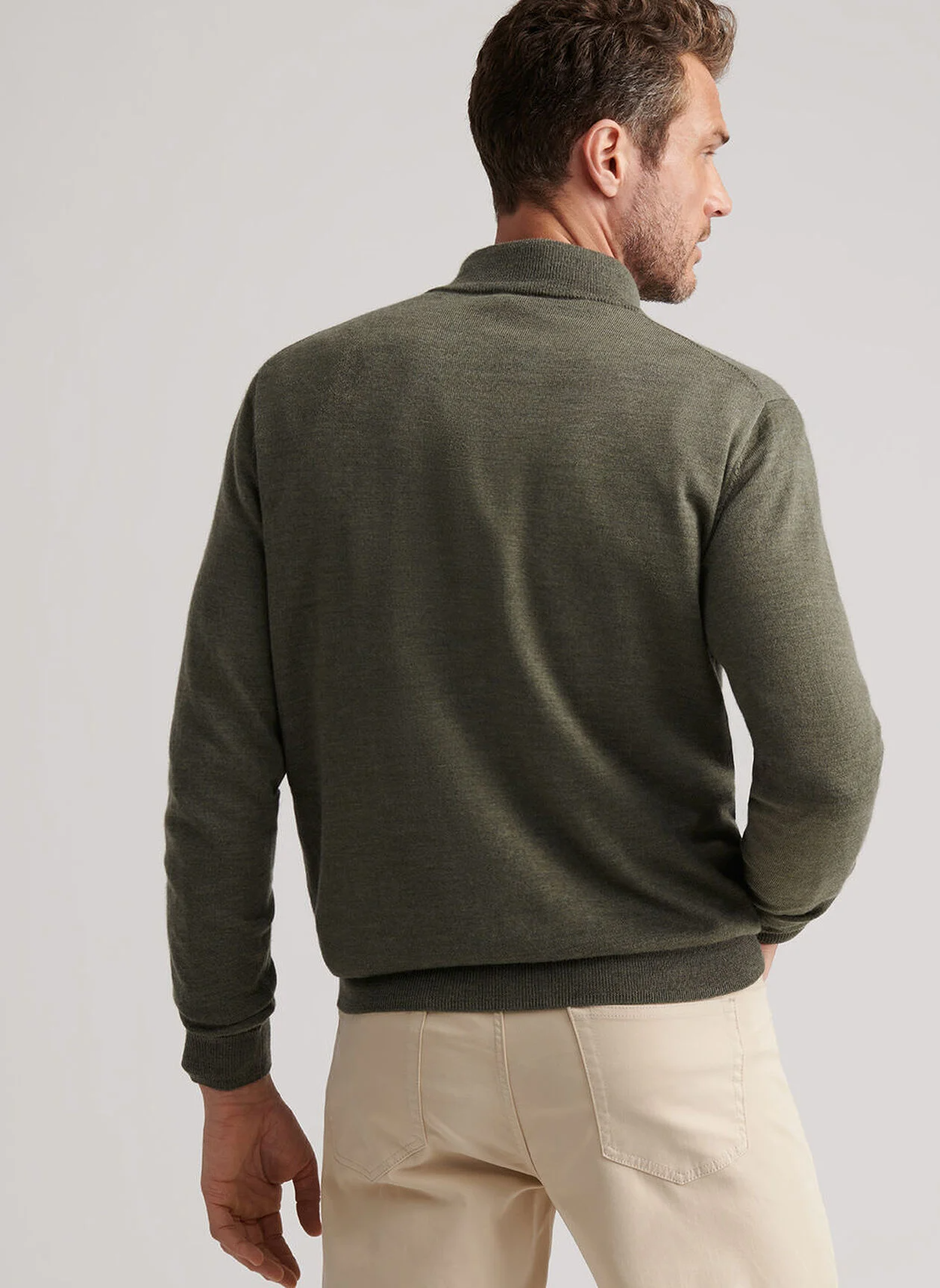 AUTUMN CREST SUEDE TRIM 1/4 ZIP SWEATER - BASIL