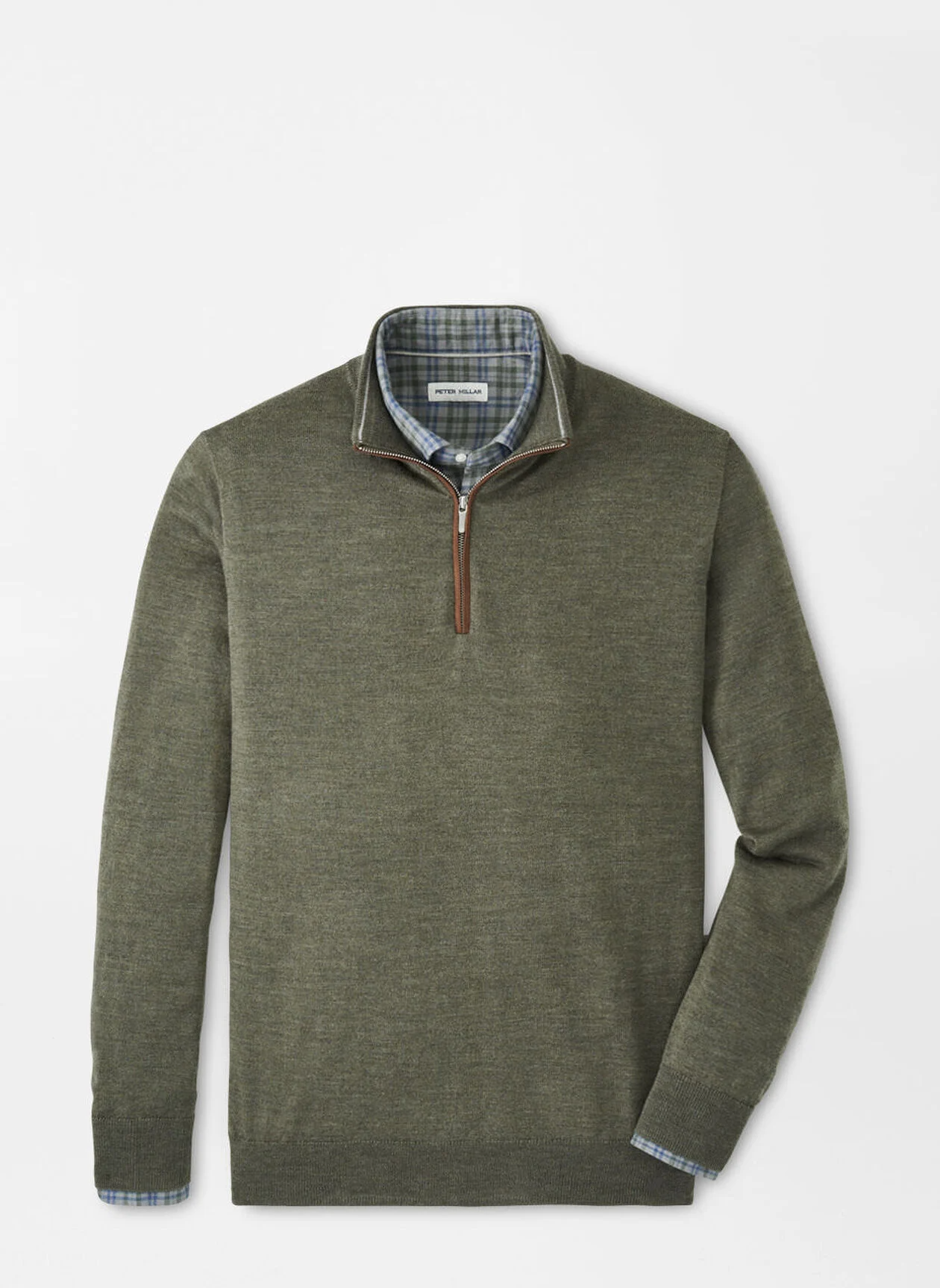 AUTUMN CREST SUEDE TRIM 1/4 ZIP SWEATER - BASIL