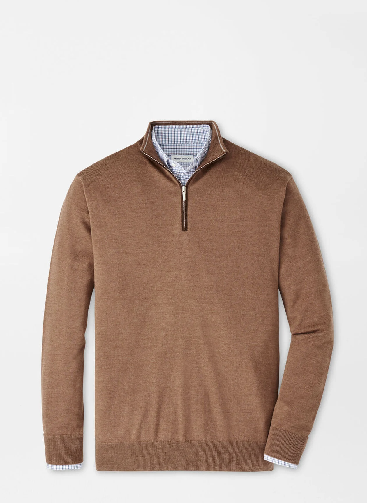 AUTUMN CREST SUEDE TRIM 1/4 ZIP SWEATER - BRITISH TAN