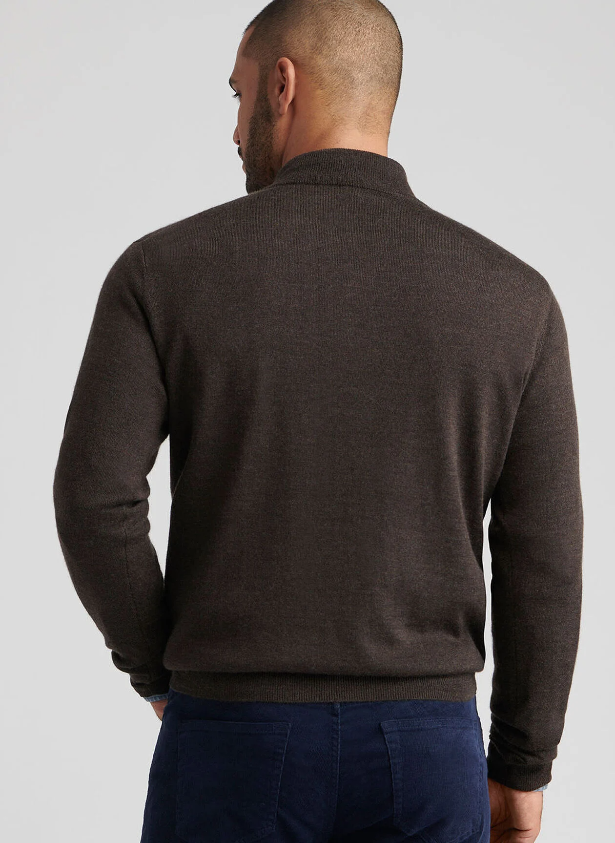 AUTUMN CREST SUEDE TRIM 1/4 ZIP SWEATER - FRENCH PRESS