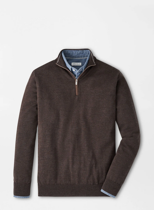 AUTUMN CREST SUEDE TRIM 1/4 ZIP SWEATER - FRENCH PRESS
