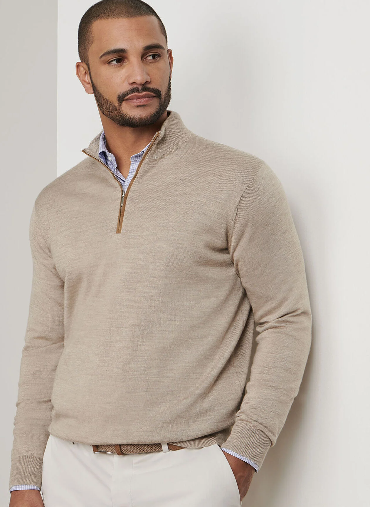 AUTUMN CREST HONEYCOMB CREWNECK SWEATER - LIGHT ELM
