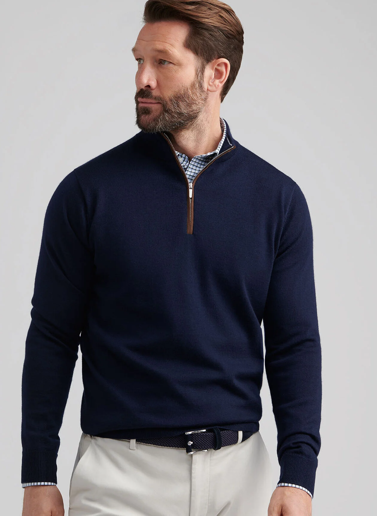 AUTUMN CREST HONEYCOMB CREWNECK SWEATER - NAVY