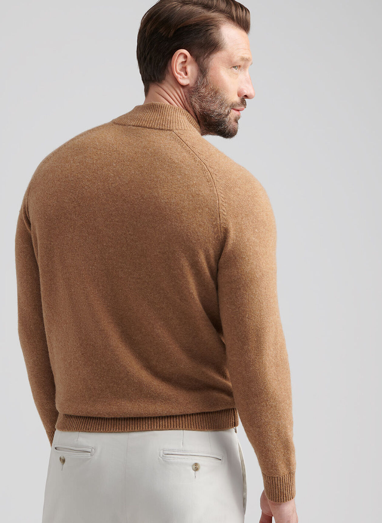 CRESCENT RIDGE CABLE 1/4 ZIP SWEATER - LIGHT ELM