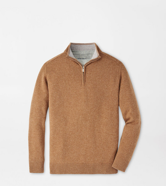 CRESCENT RIDGE CABLE 1/4 ZIP SWEATER - LIGHT ELM