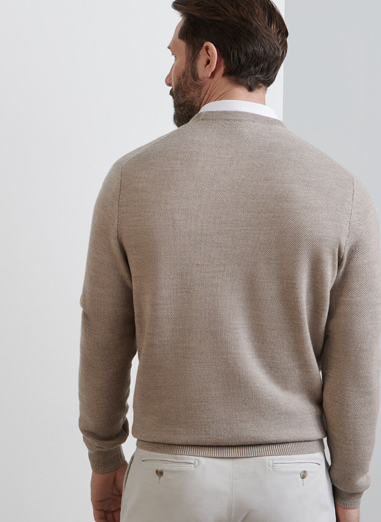 AUTUMN CREST HONEYCOMB CREWNECK SWEATER - LIGHT ELM