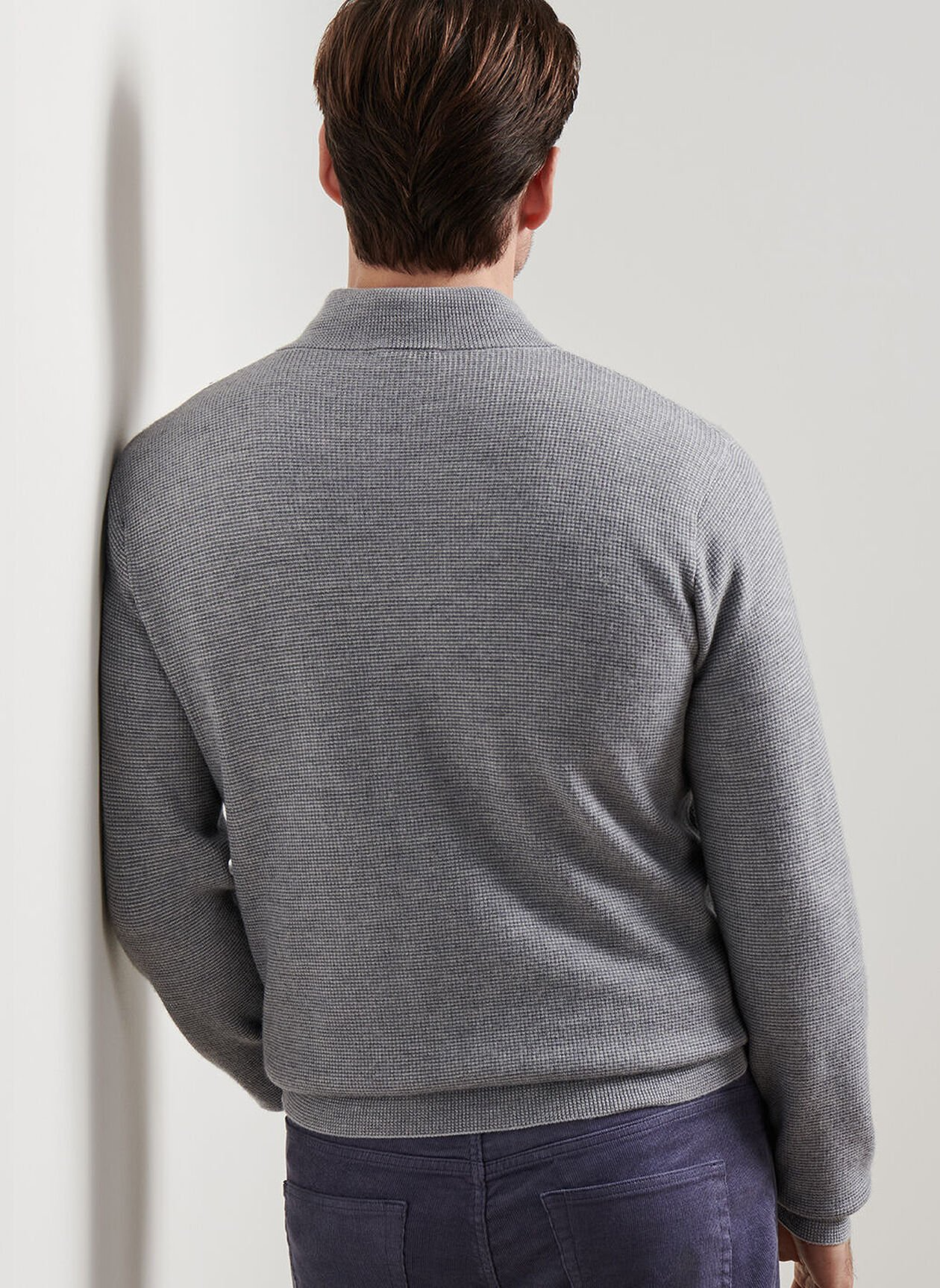 WEST 1/4 ZIP SWEATER - BRITISH GREY