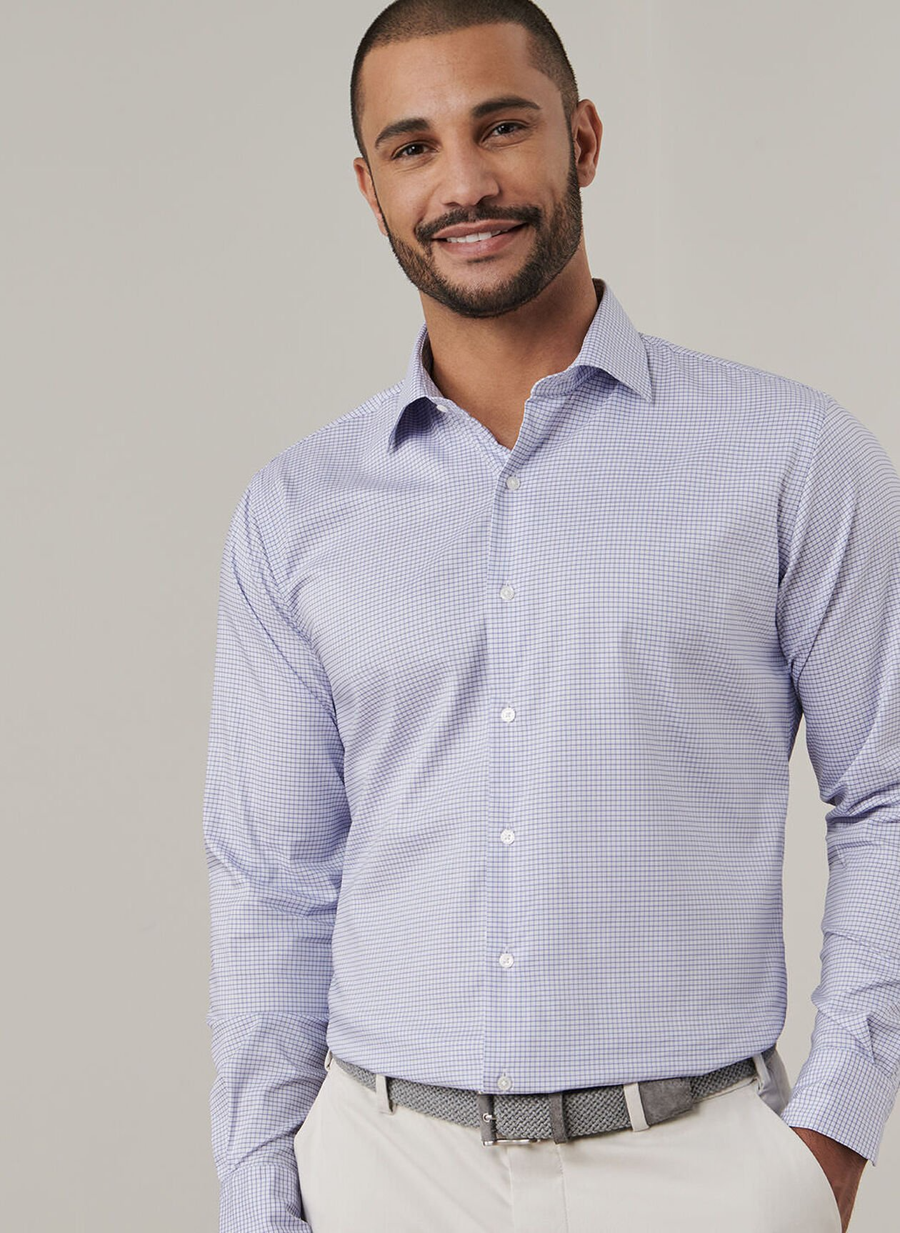 JACKSON CROWN LITE COTTON STRETCH SHIRT - DEEP VIOLET