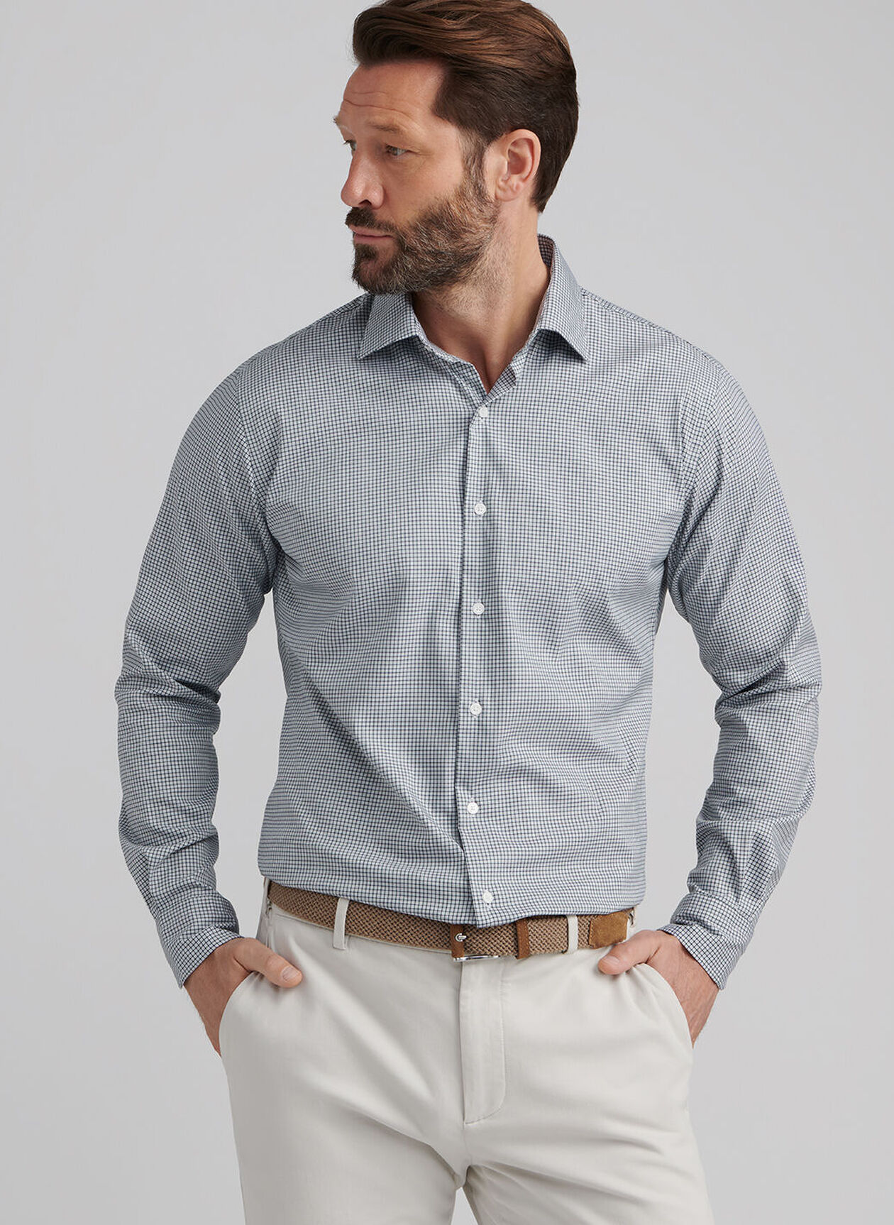 JACKSON CROWN LITE COTTON STRETCH SHIRT - DEEP VERDANT
