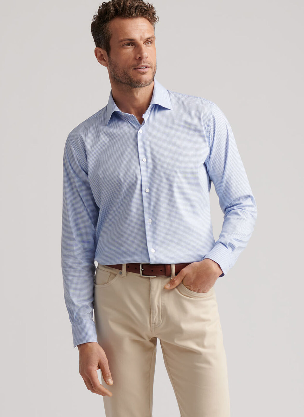 JACKSON CROWN LITE COTTON STRETCH SHIRT - RUDDY BLUE