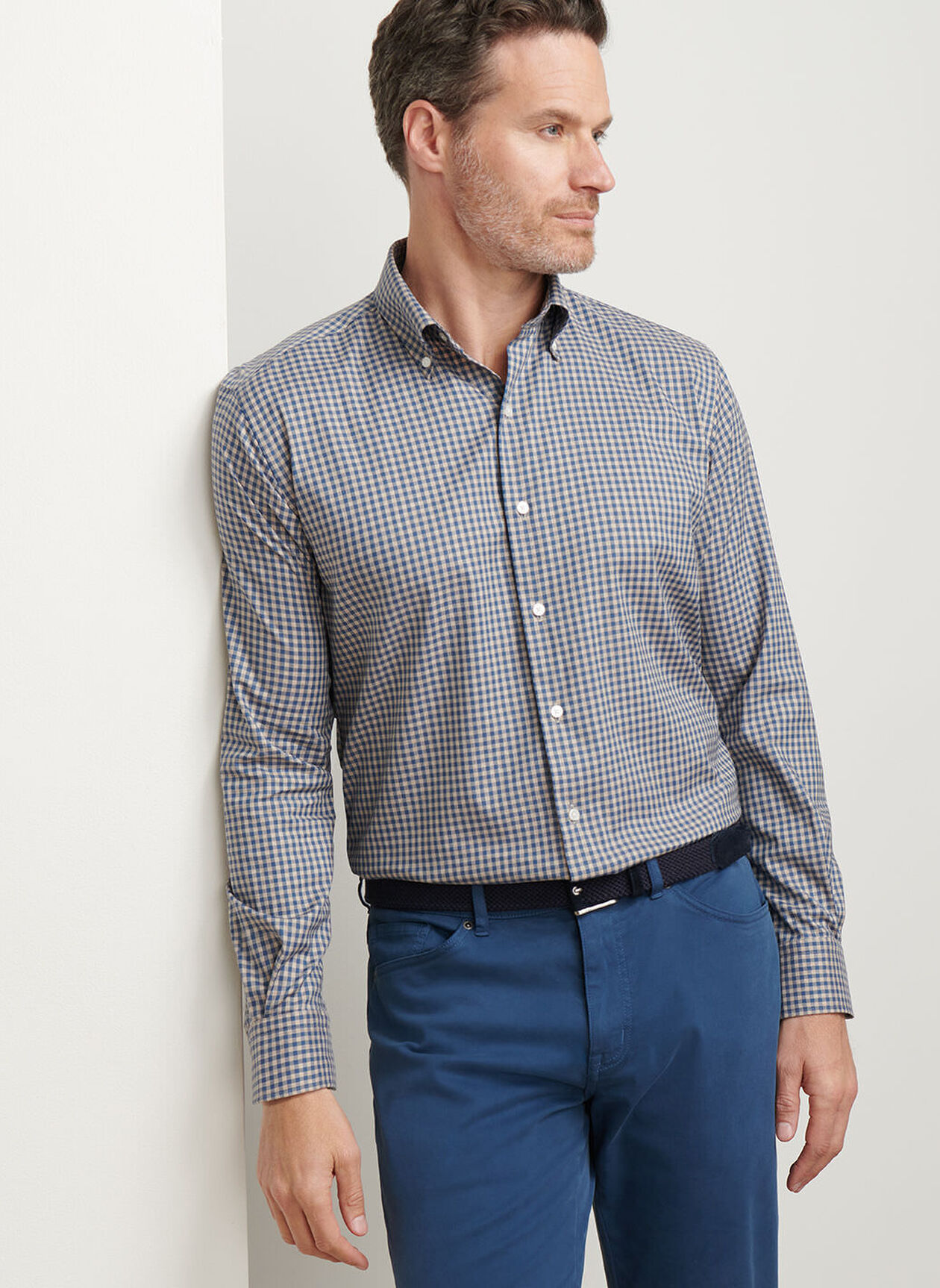 CONWAY CROWN LITE COTTON STRETCH SHIRT - POPLAR BROWN