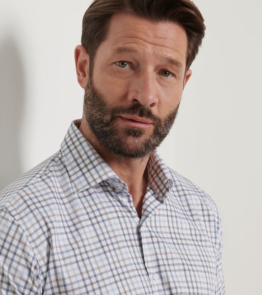 NORTH COAST CROWN LITE COTTON STRETCH SHIRT - BLUE HAZE