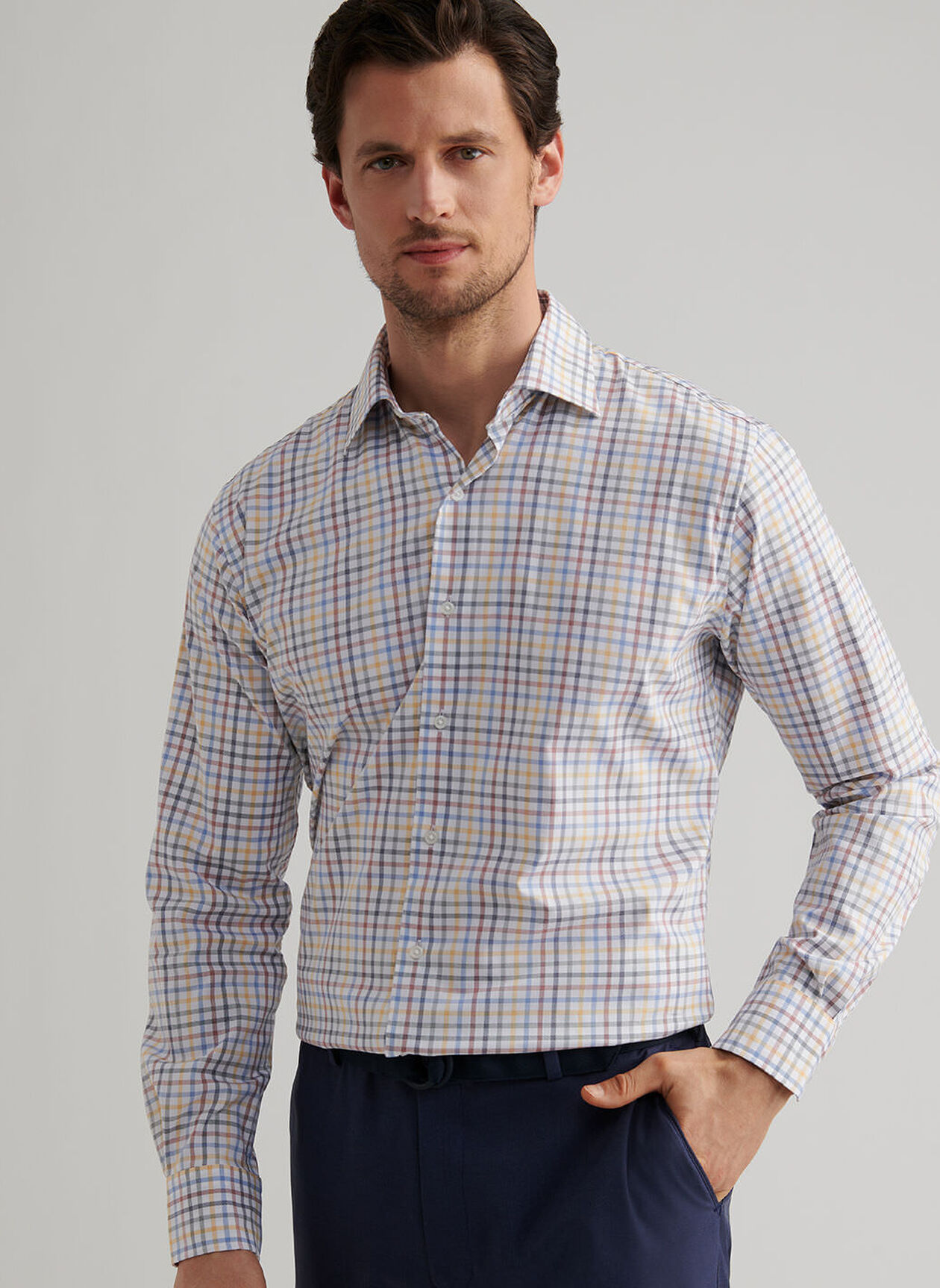 NORTH COAST CROWN LITE COTTON STRETCH SHIRT - EVENING TIDE