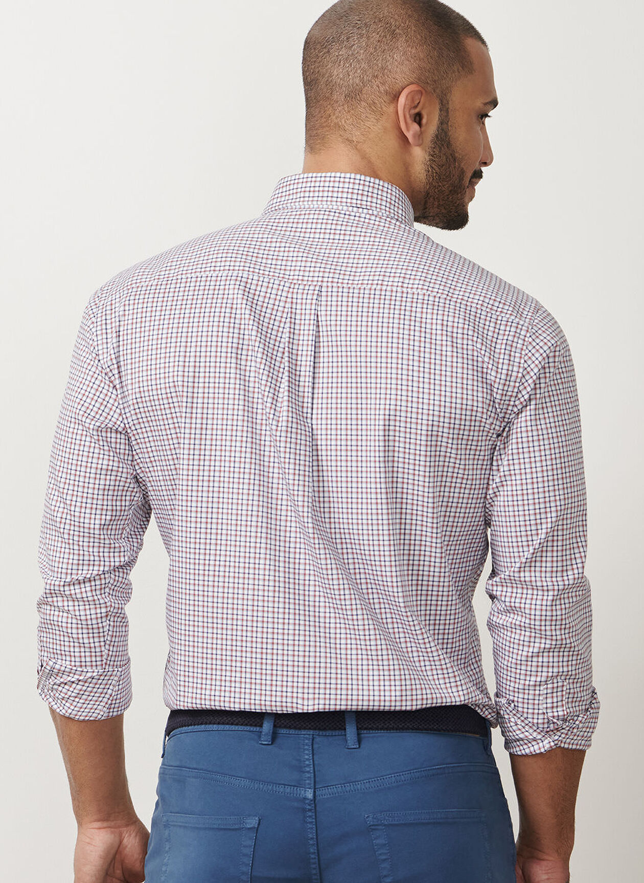 JULIAN CROWN LITE COTTON STRETCH SHIRT - NAVY