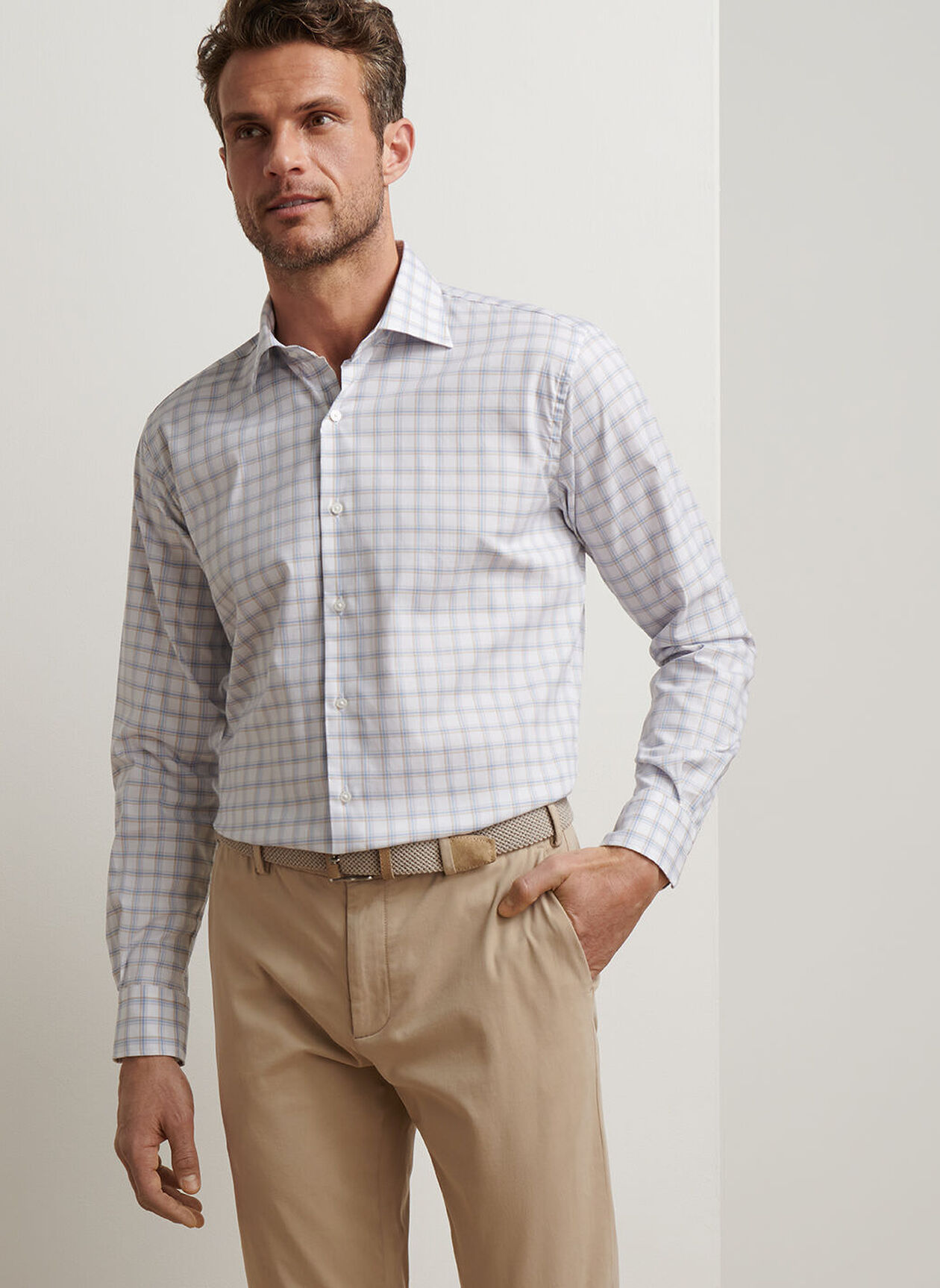 LENOX CROWN LITE COTTON STRETCH SHIRT - WHITE
