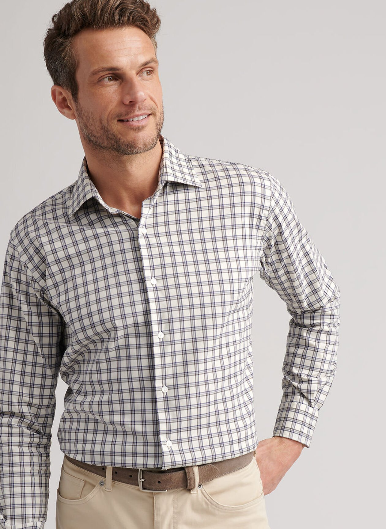 LENOX CROWN LITE COTTON STRETCH SHIRT - WINTER IVORY
