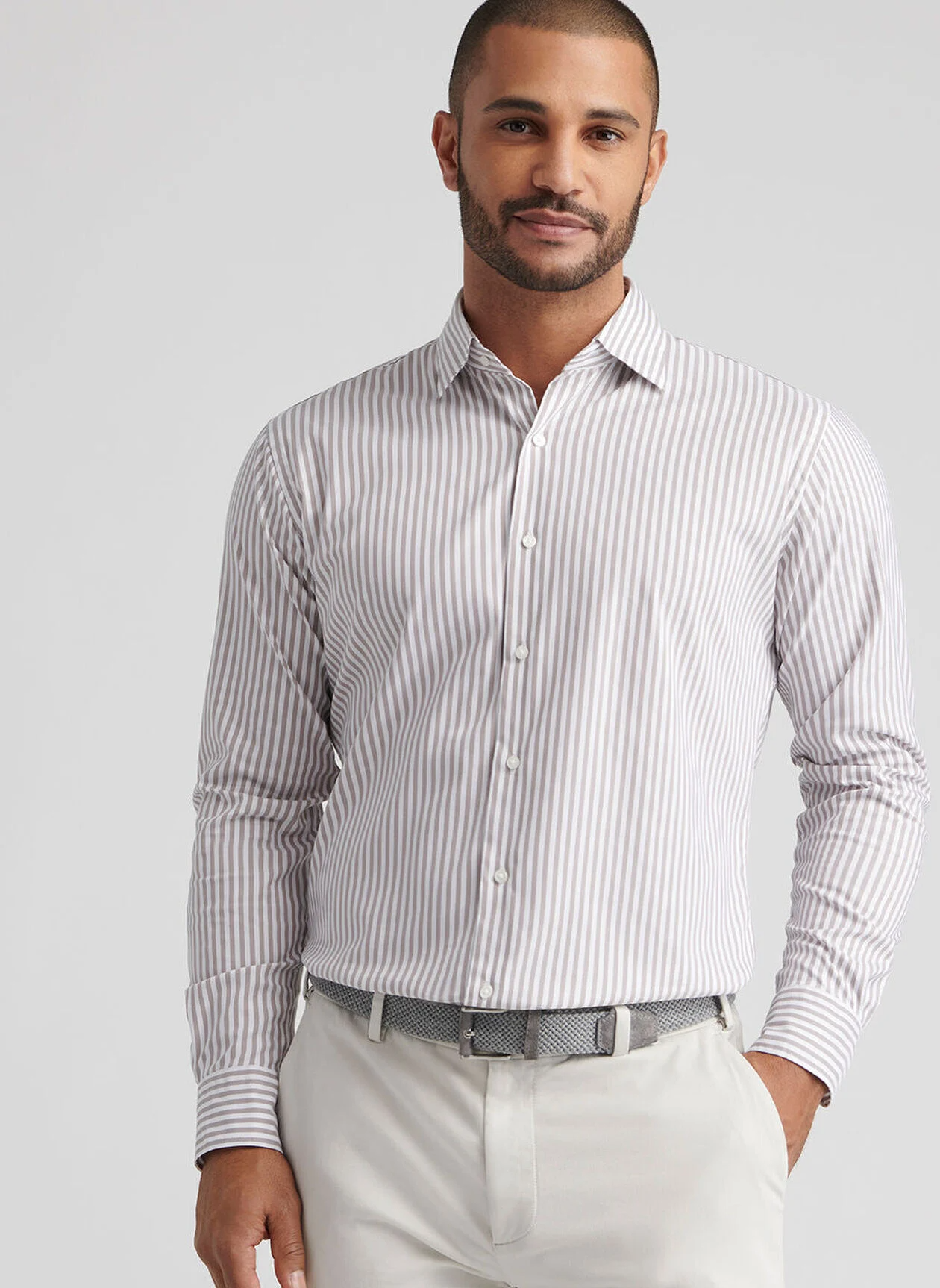 CANNON CROWN LITE COTTON STRETCH SHIRT - POPLAR BROWN