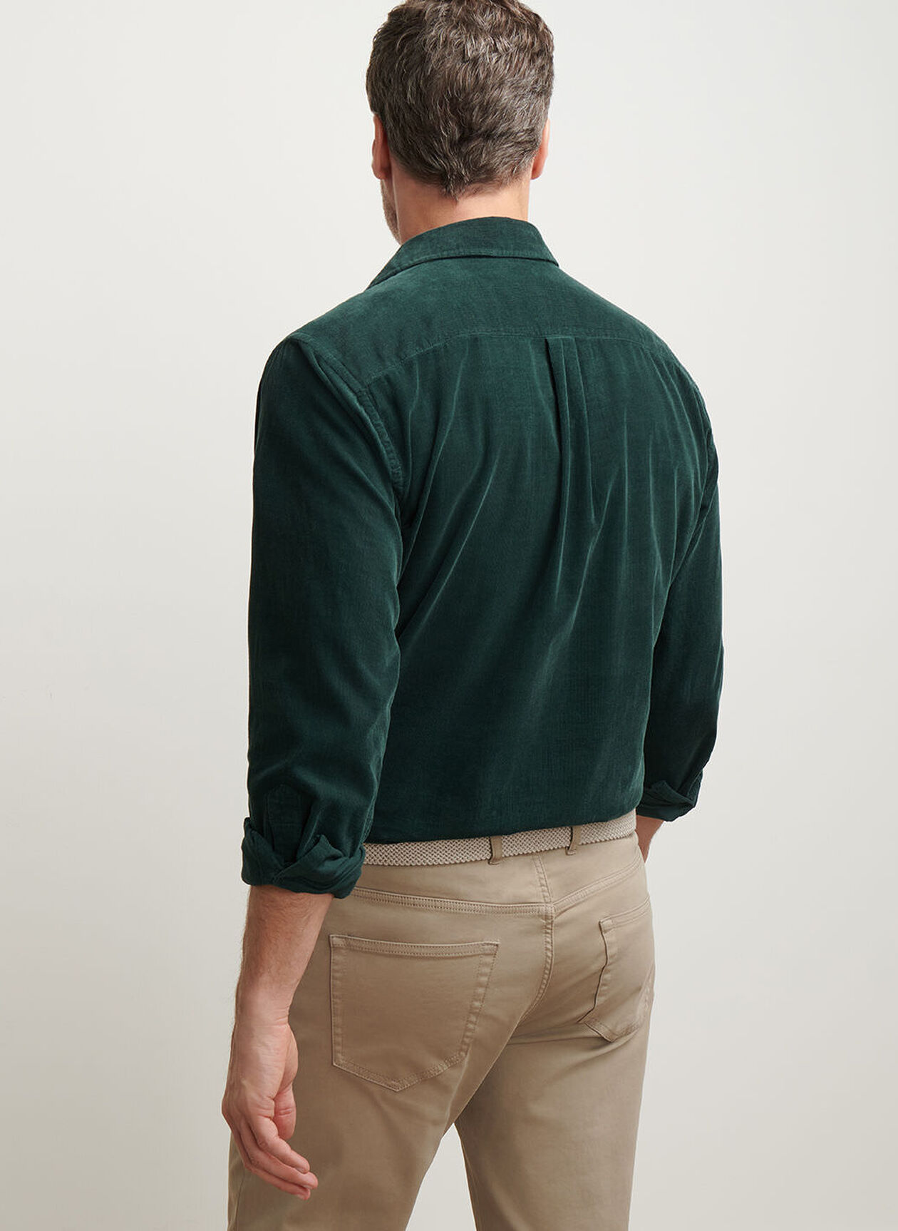 ASPEN COTTON CASHMERE CORDUROY SHIRT - DEEP VERDANT