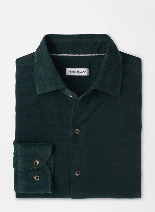 ASPEN COTTON CASHMERE CORDUROY SHIRT - DEEP VERDANT