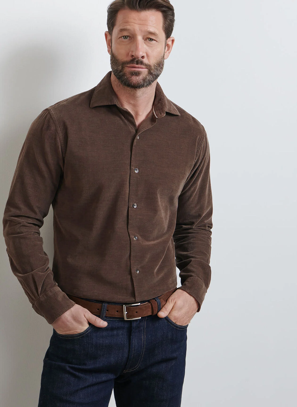 ASPEN COTTON CASHMERE CORDUROY SHIRT - FRENCH PRESS