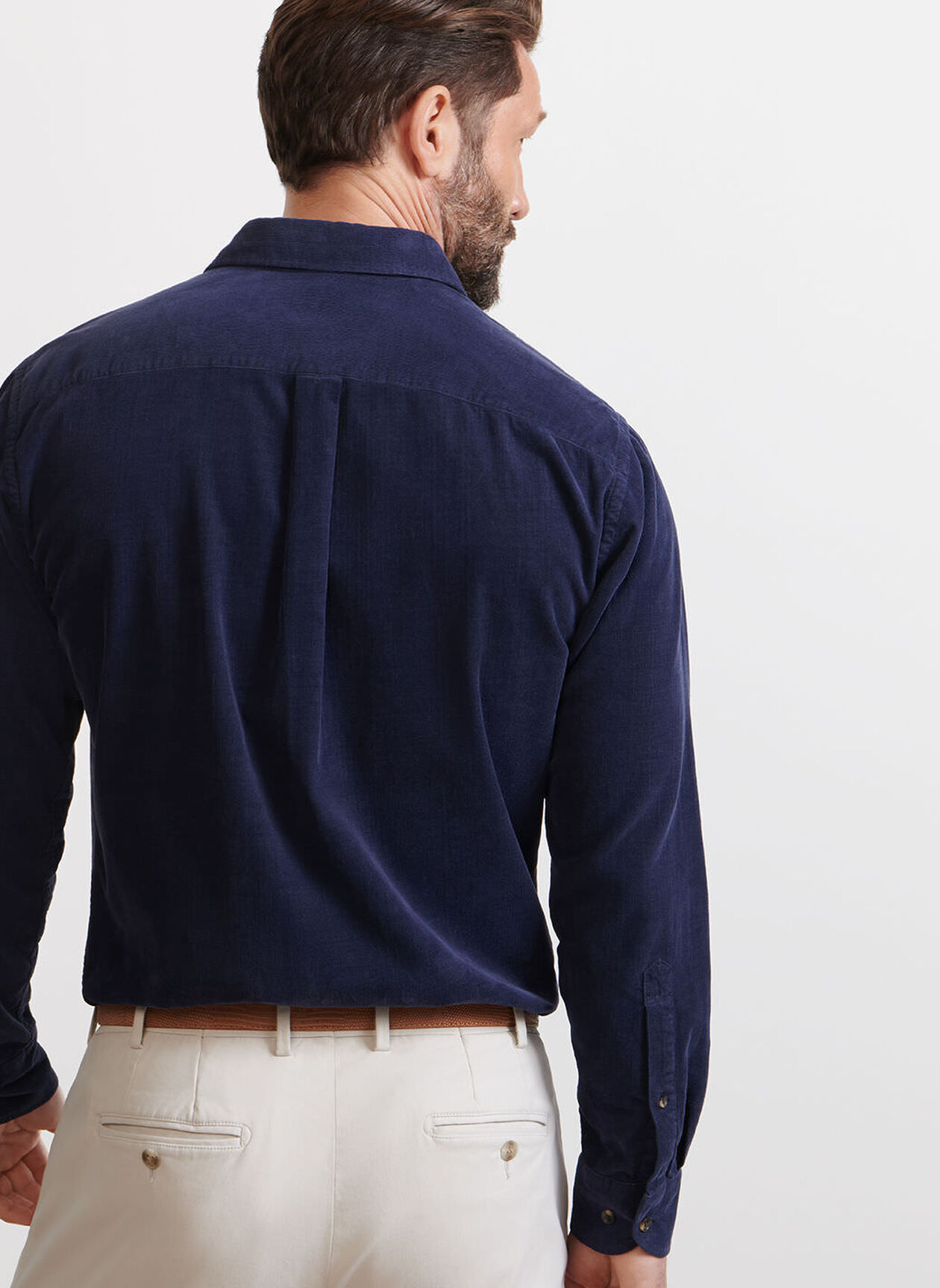 ASPEN COTTON CASHMERE CORDUROY SHIRT - NAVY