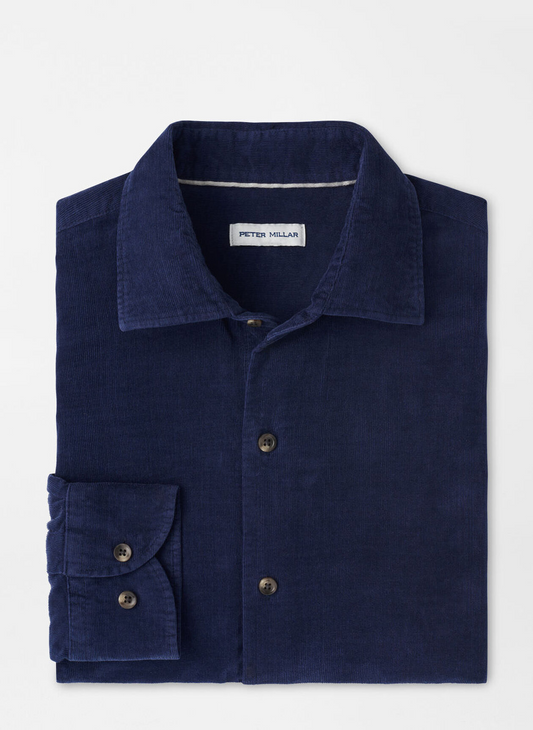 ASPEN COTTON CASHMERE CORDUROY SHIRT - NAVY