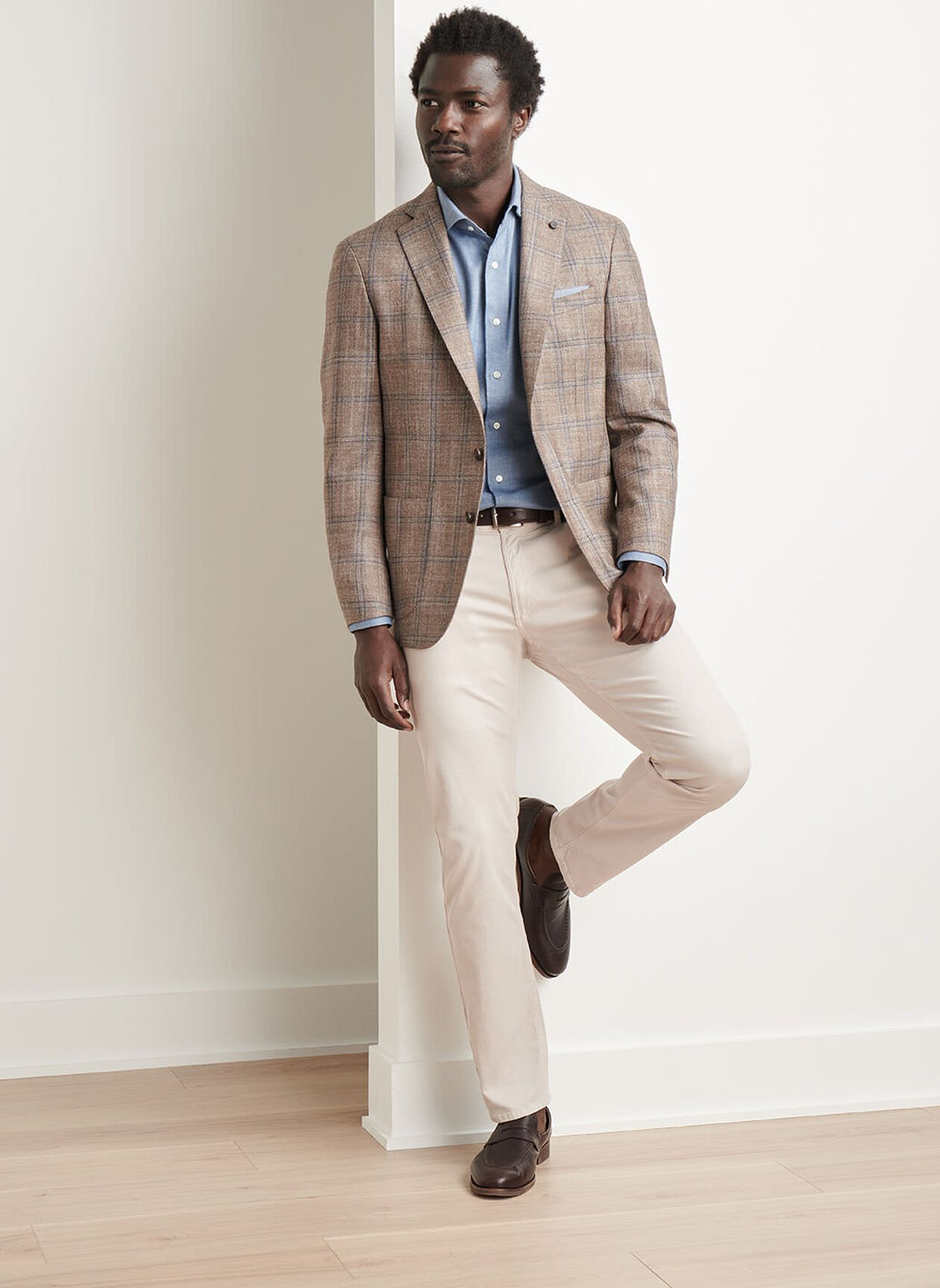LEROY WINDOWPANE SOFT JACKET - WALNUT