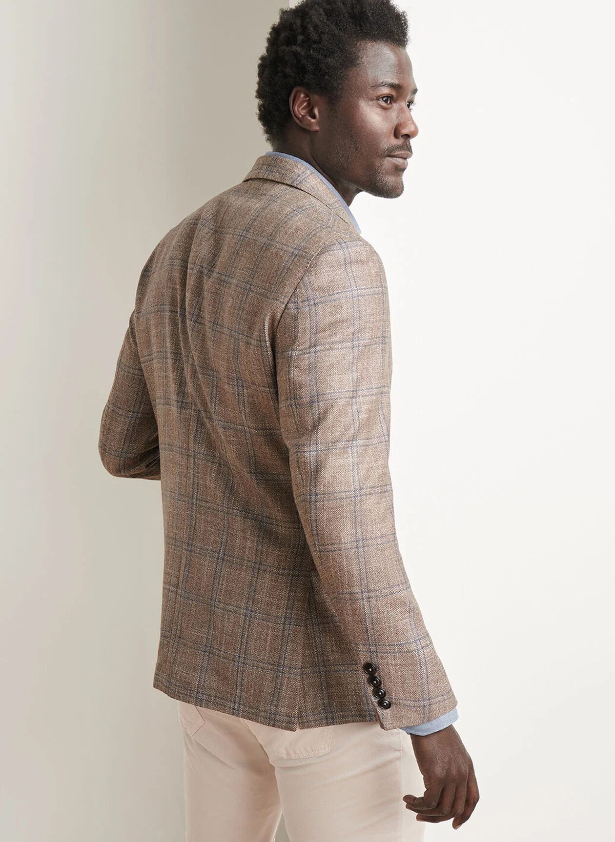 LEROY WINDOWPANE SOFT JACKET - WALNUT
