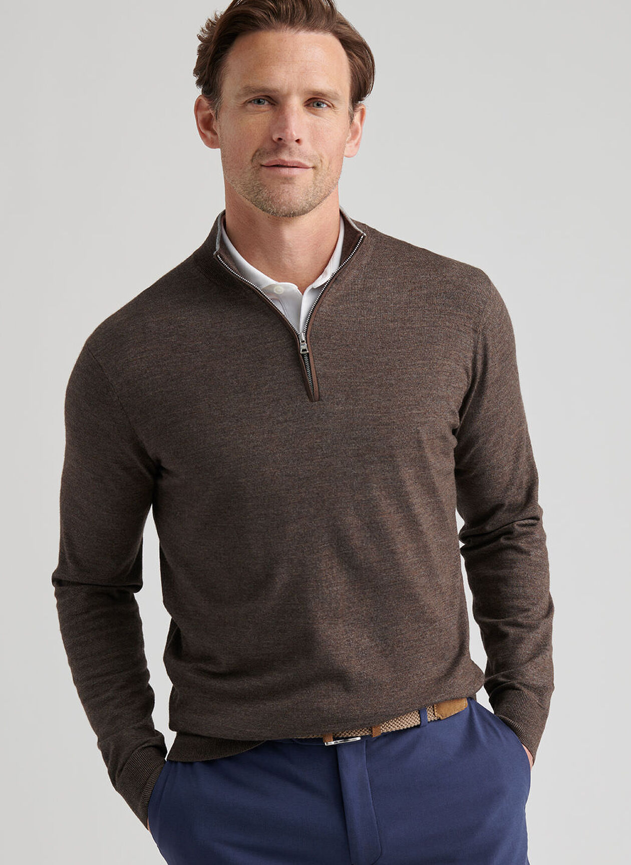 EXCURSIONIST FLEX 1/4 ZIP SWEATER - ANTIQUE WALNUT