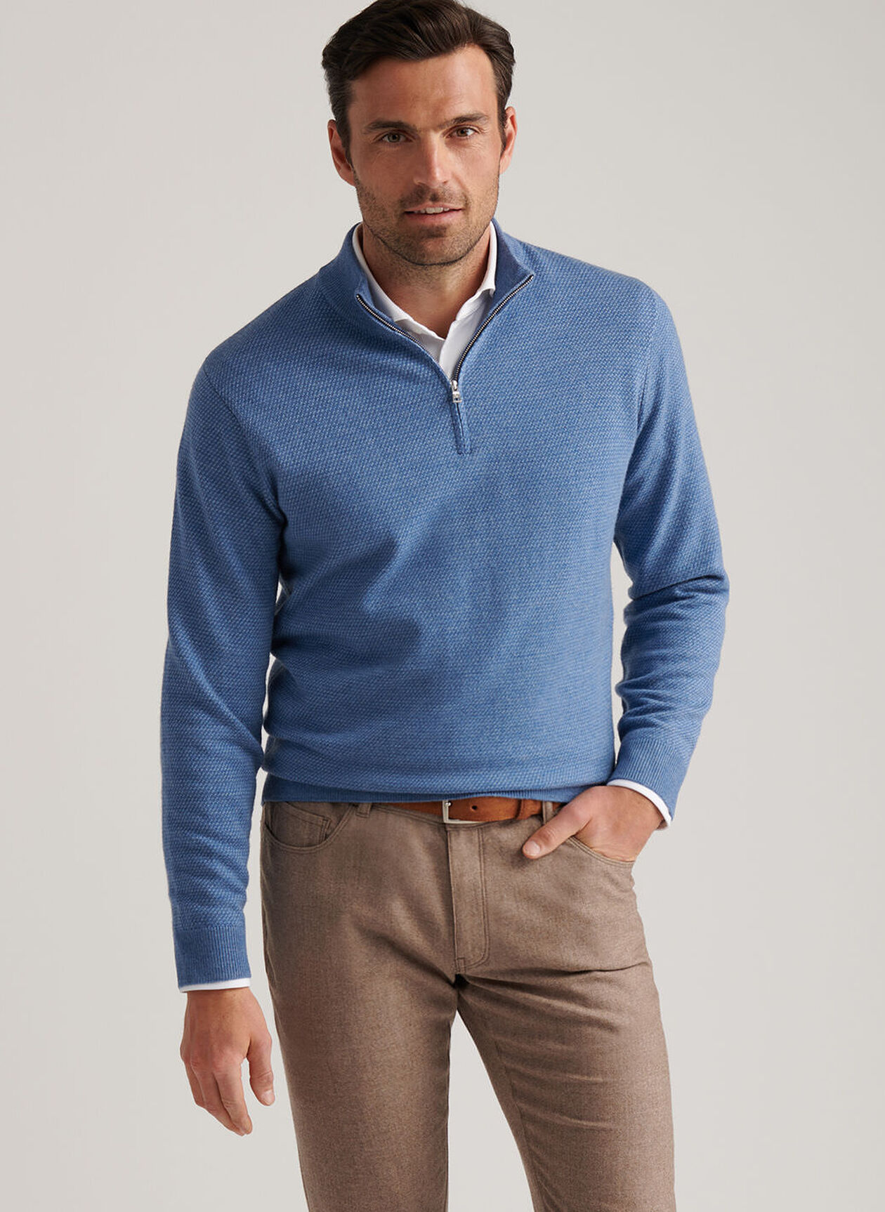 KEENE 1/4 ZIP SWEATER - LUNAR BLUE