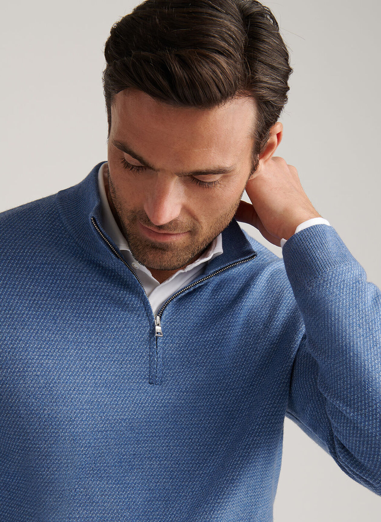 KEENE 1/4 ZIP SWEATER - LUNAR BLUE