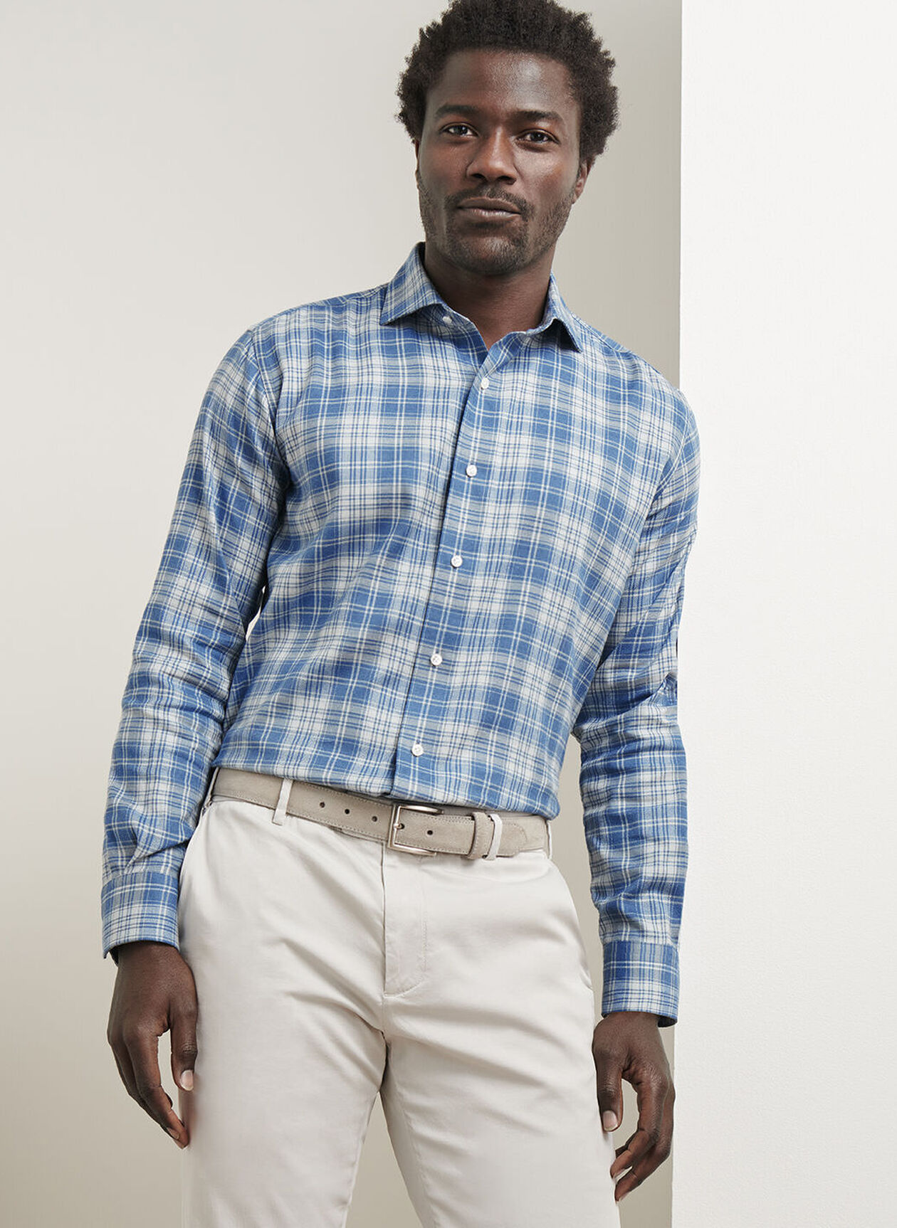 RICCIA ITALIAN FLANNEL SHIRT - RAIN CLOUD