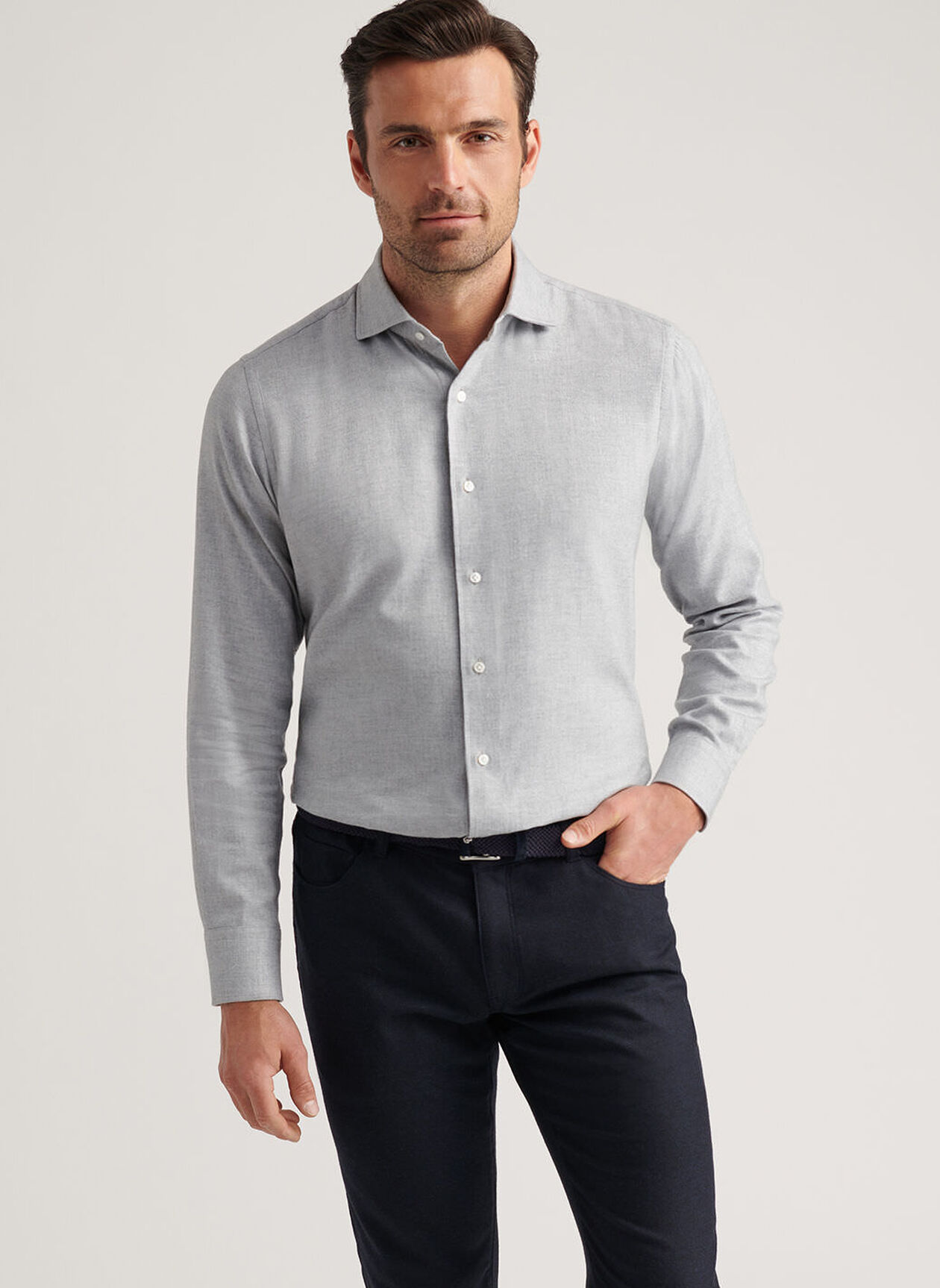 BRIXEN ITALIAN FLANNEL SHIRT - GALE GREY