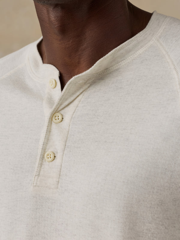 CLOUD LONG SLEEVE HENLEY - SNOW HEATHER
