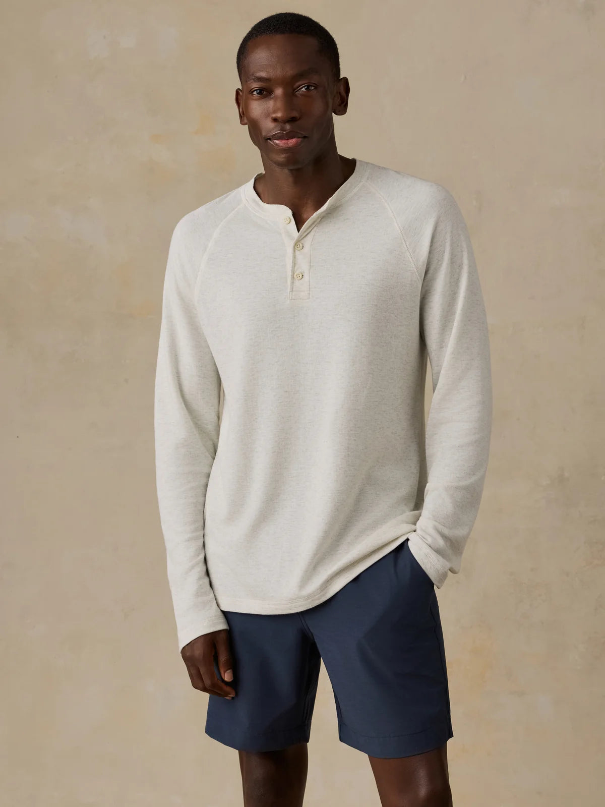 CLOUD LONG SLEEVE HENLEY - SNOW HEATHER