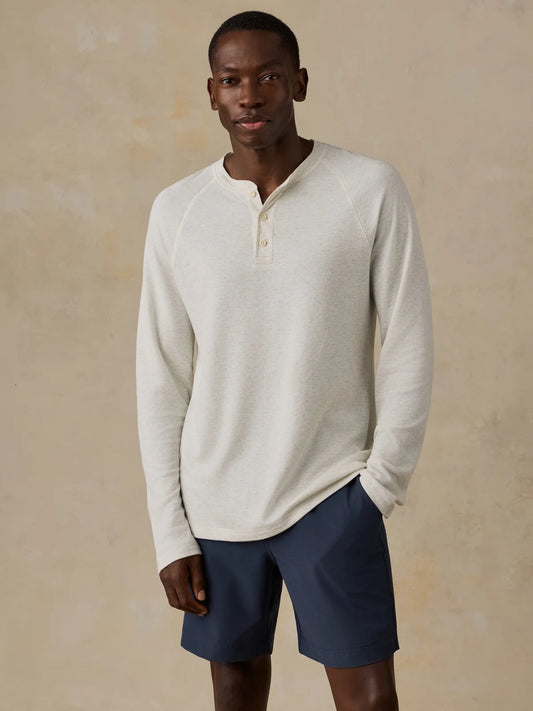 CLOUD LONG SLEEVE HENLEY - SNOW HEATHER