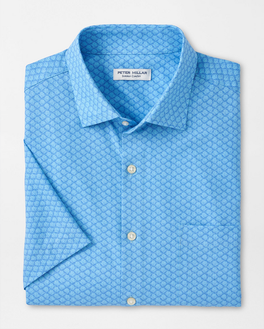 CLAMMING PERFORMANCE POPLIN SHORT SLEEVE SHIRT - MINT BLUE