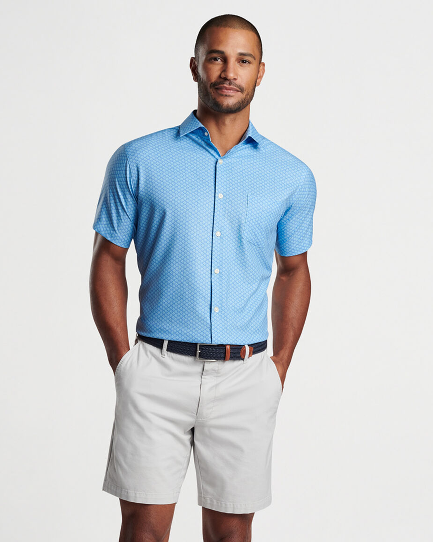 CLAMMING PERFORMANCE POPLIN SHORT SLEEVE SHIRT - MINT BLUE