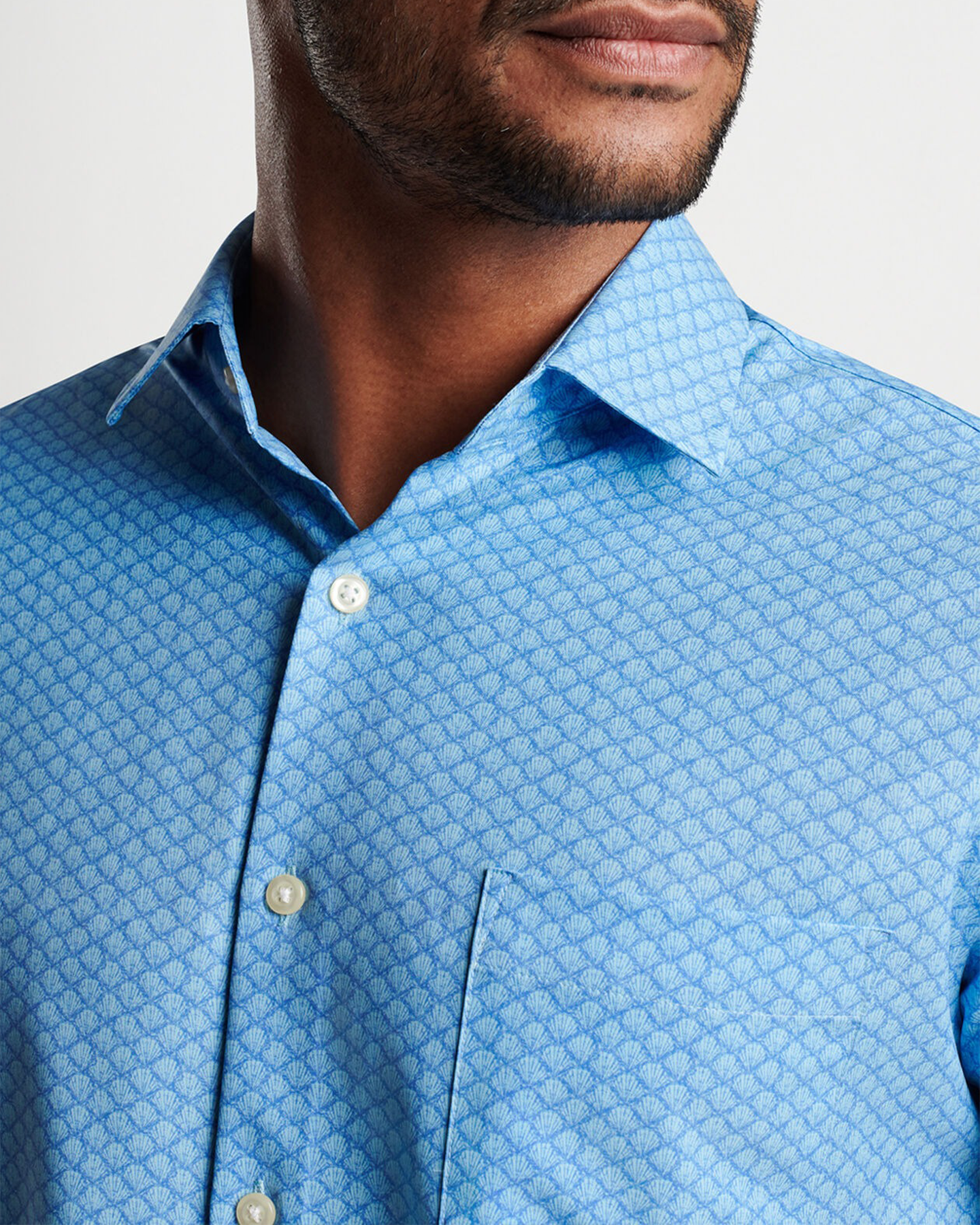 CLAMMING PERFORMANCE POPLIN SHORT SLEEVE SHIRT - MINT BLUE