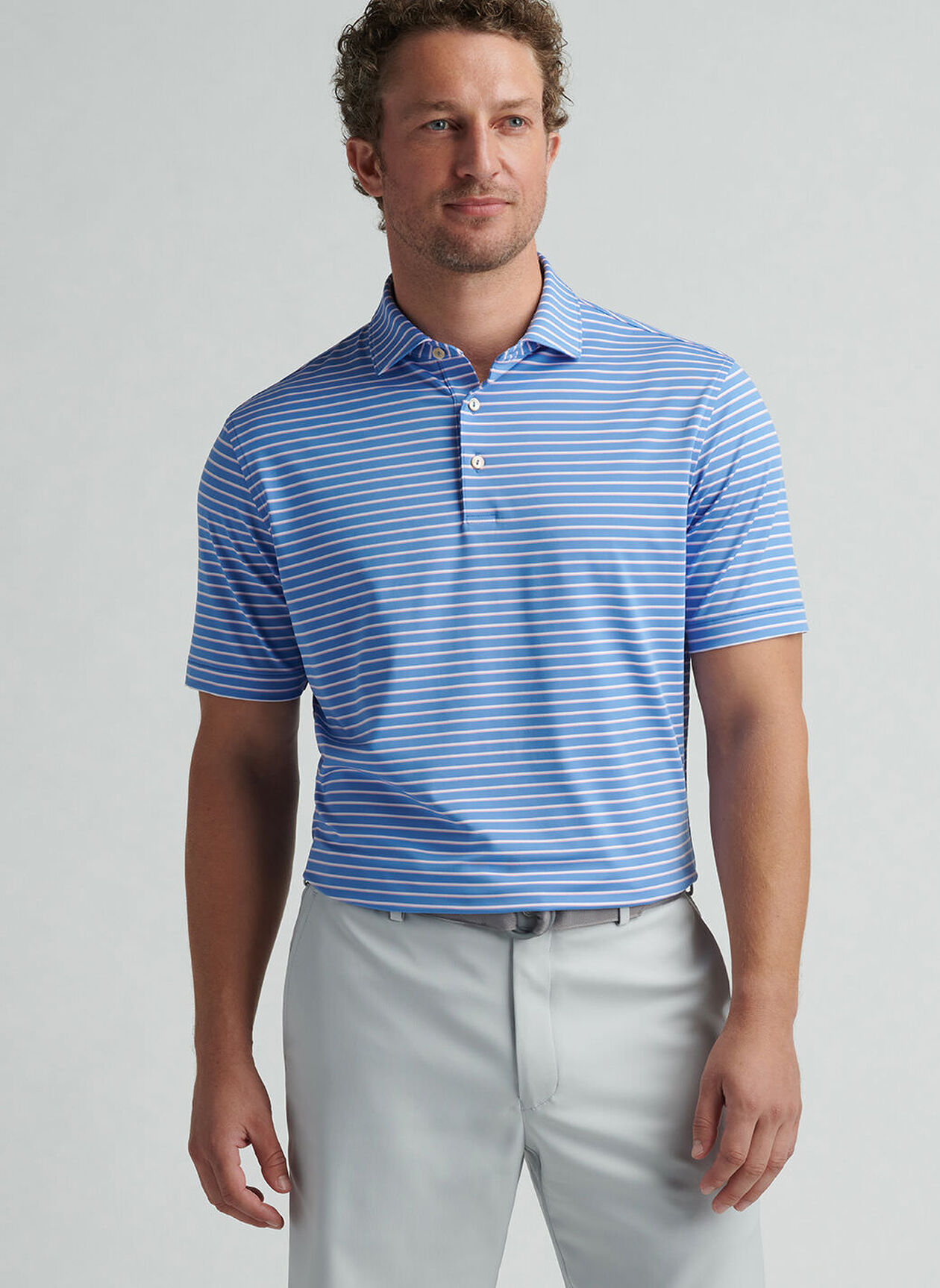 DUNNES PERFORMANCE JERSEY POLO - BLUE SEA