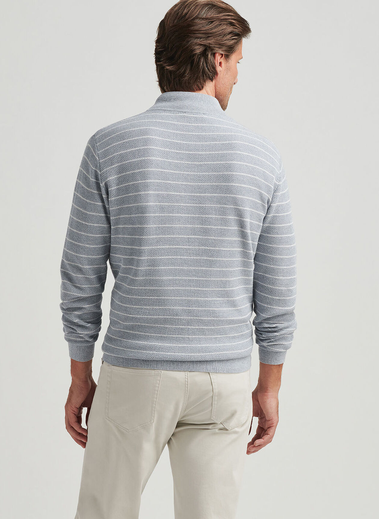 SOUTH BEND STRIPED 1/4 ZIP SWEATER - MORNING BLUE