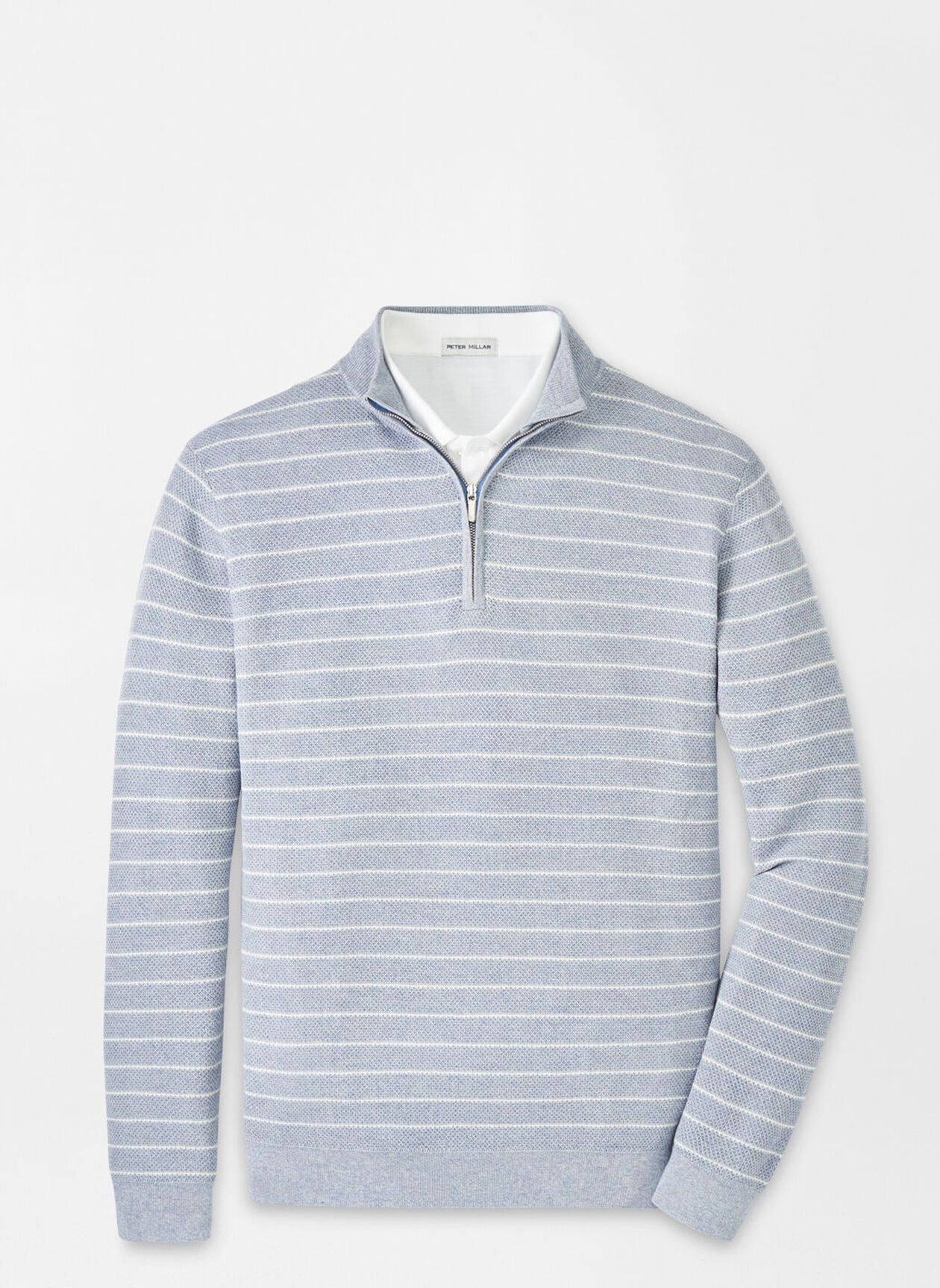 SOUTH BEND STRIPED 1/4 ZIP SWEATER - MORNING BLUE