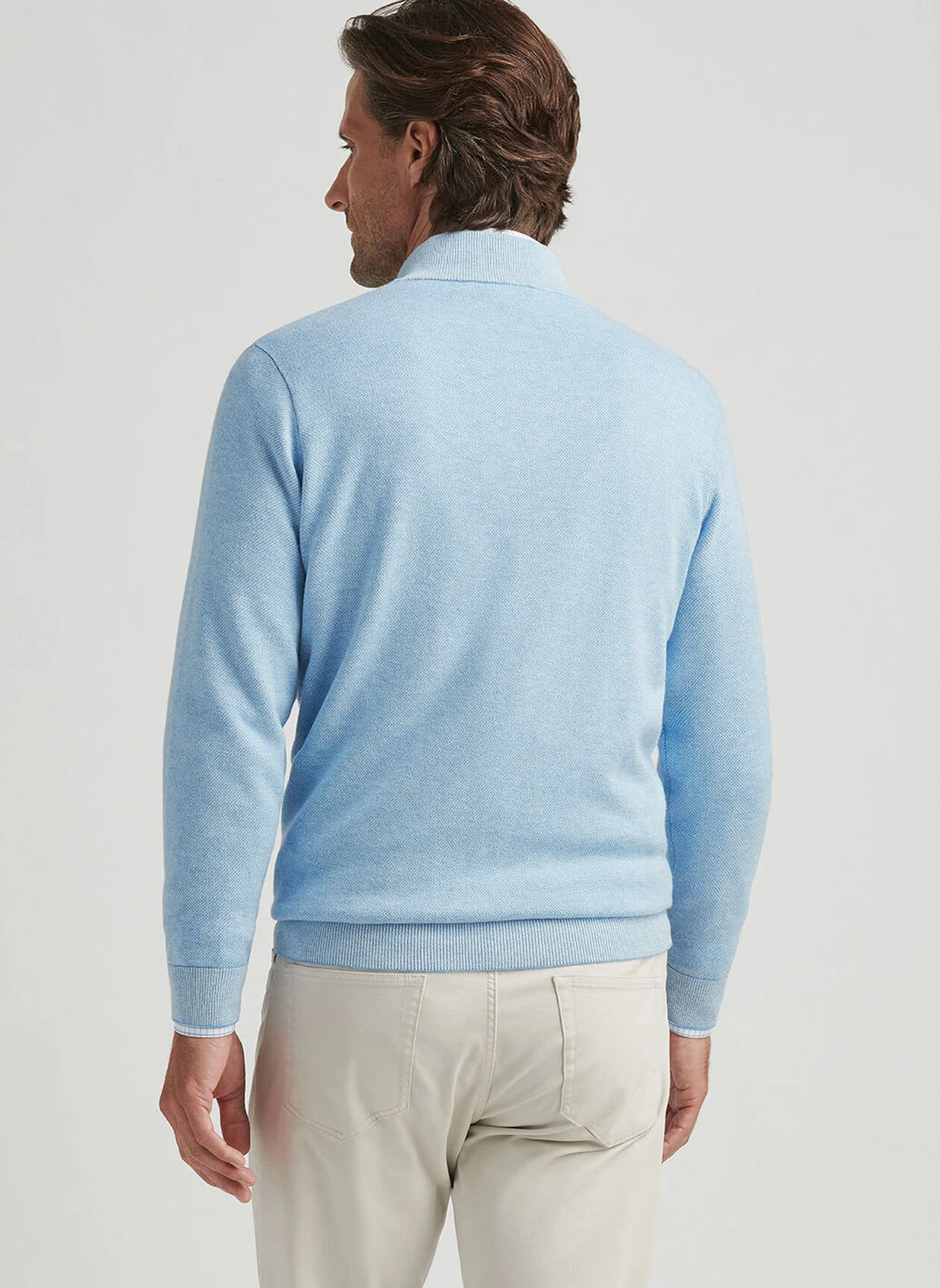 COOL SPUN BIRDSEYE 1/4 ZIP SWEATER - MORNING BLUE