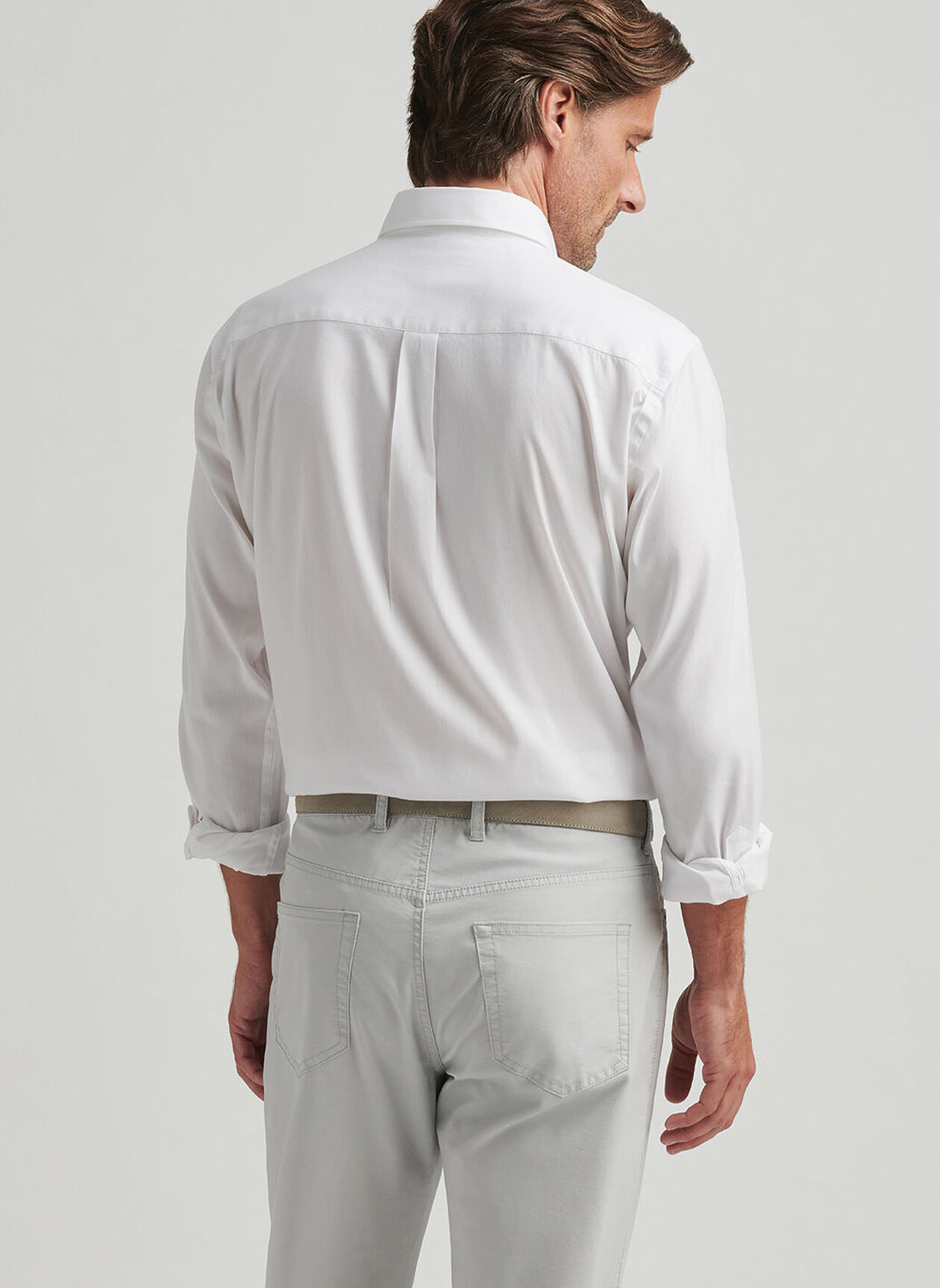 CAMPBELL PERFECT PINPOINT COTTON STRETCH SHIRT - WHITE