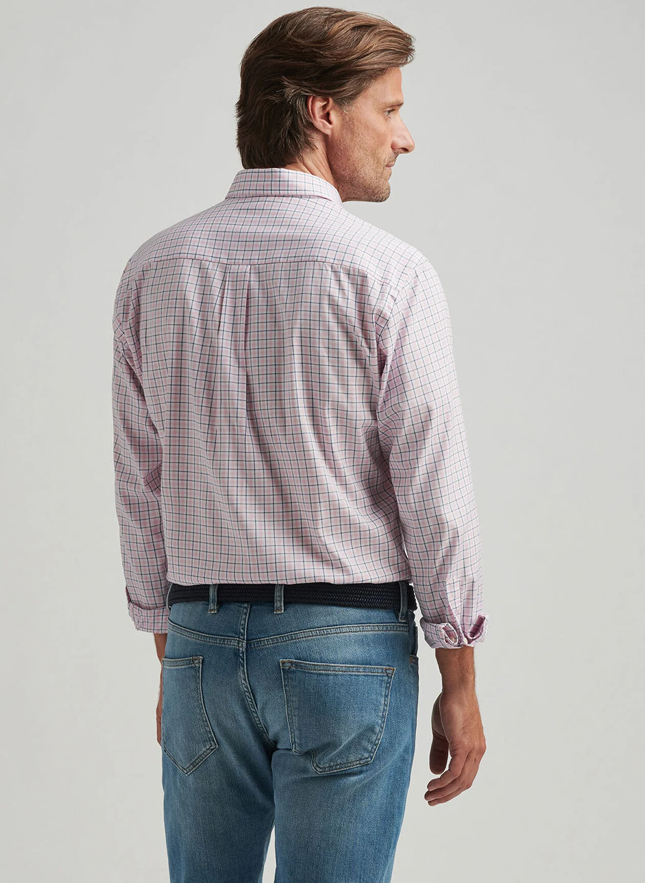CASPIAN PERFECT PINPOINT COTTON STRETCH SHIRT - PALMER PINK